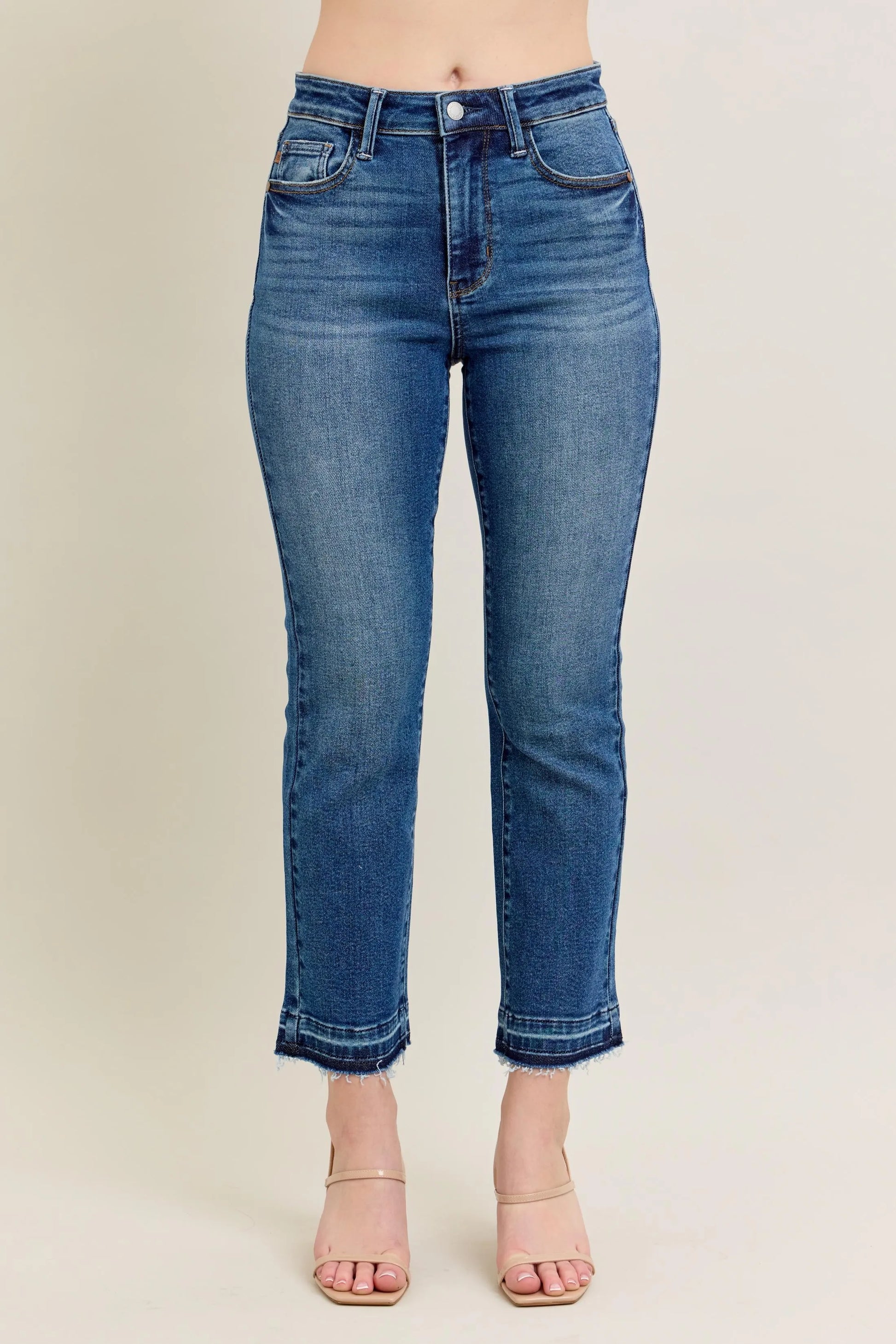 Judy Blue Full Size High Waist Vintage Wash Release Hem Kick Flare Jeans Plus Size