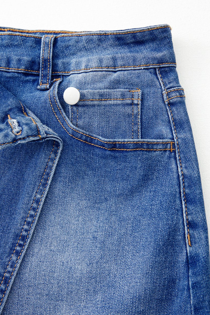 Love Salve  Ashleigh Blue Wrapped Crossed Waist Denim Mini