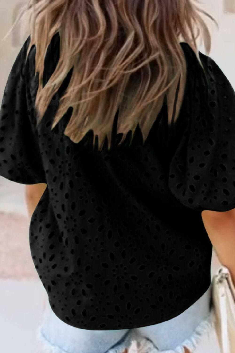 Elegant eyelet blouse - cotton, button-up