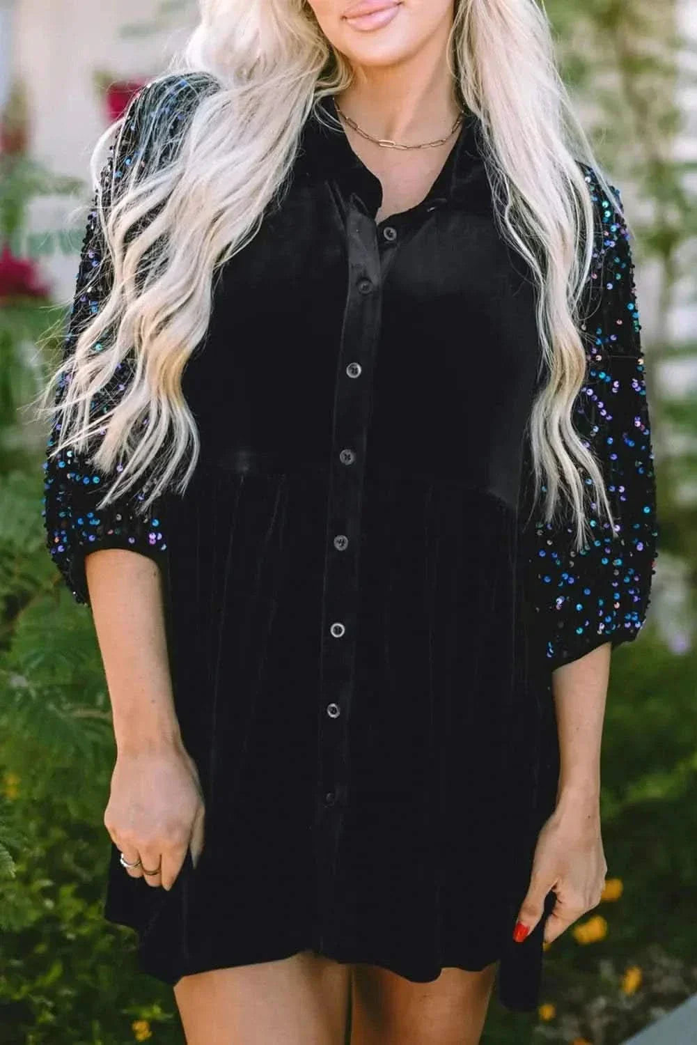 Sequin oversized collared shirt