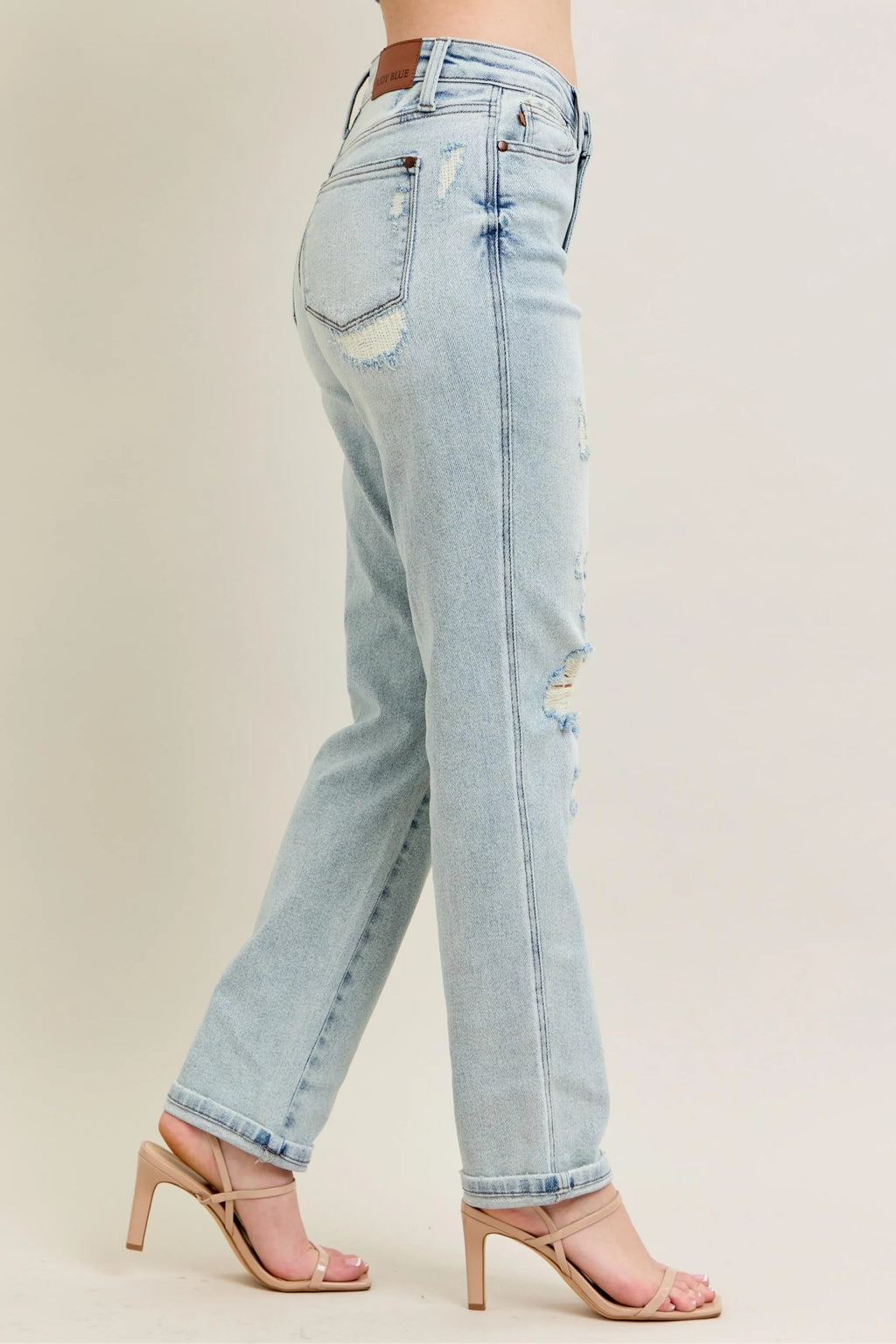 Judy Blue Plus Size Full Size Mr Repair Stitch Detail Destroyed Boyfriend Jeans