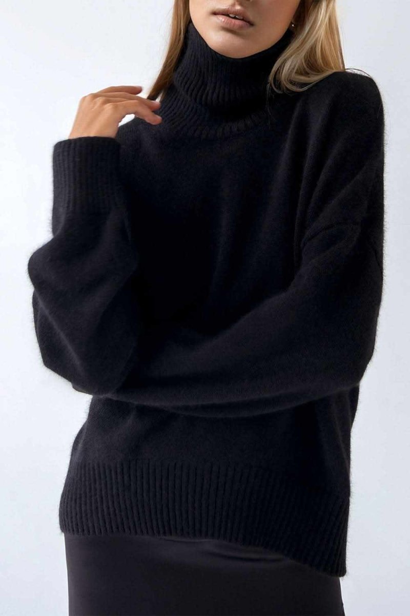 Trendsi Basic Bae Turtleneck Dropped Shoulder Long Sleeve