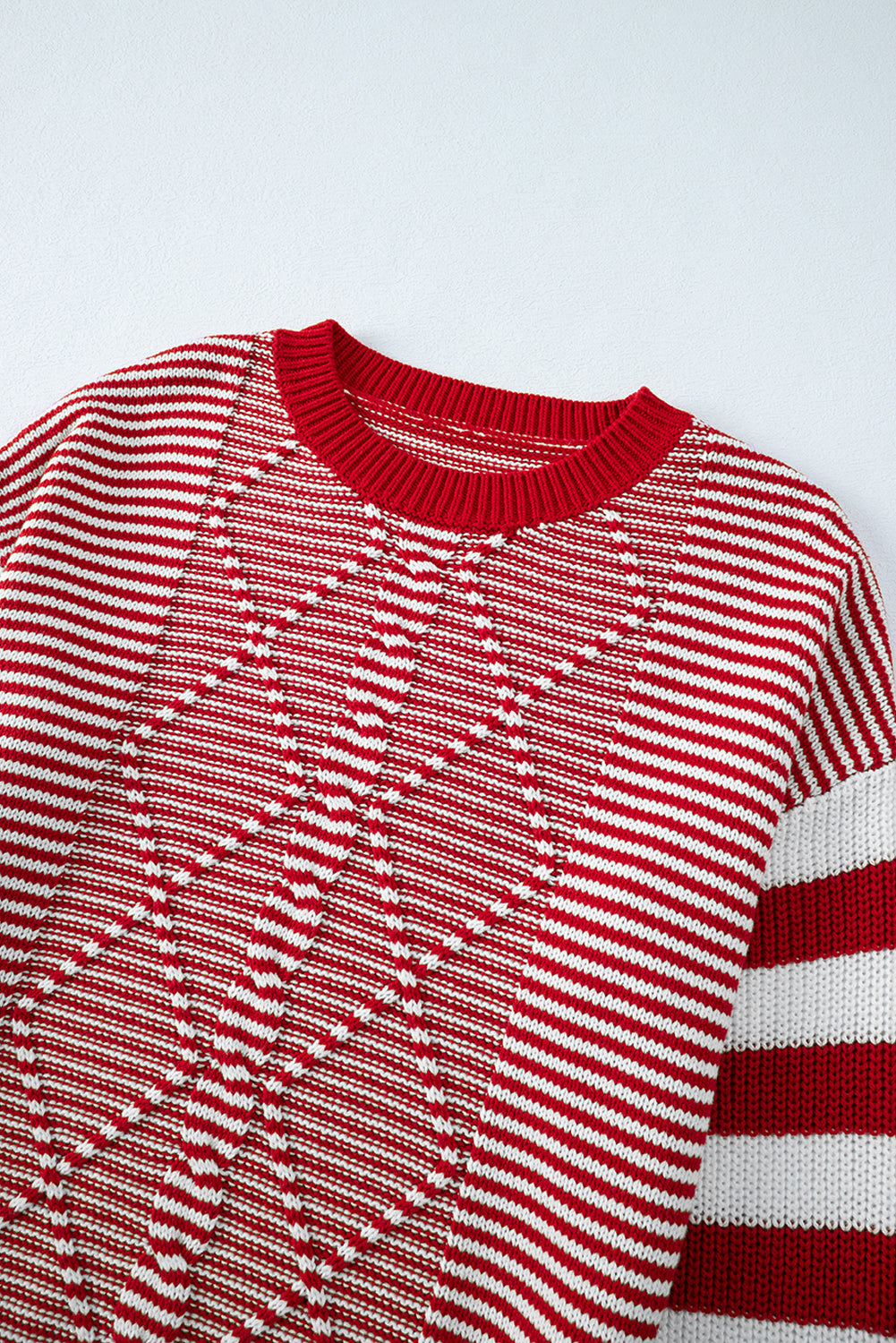 Premium Emily Stripe Textured Sweater for Women with Dropped Shoulder Design and Cozy Comfort