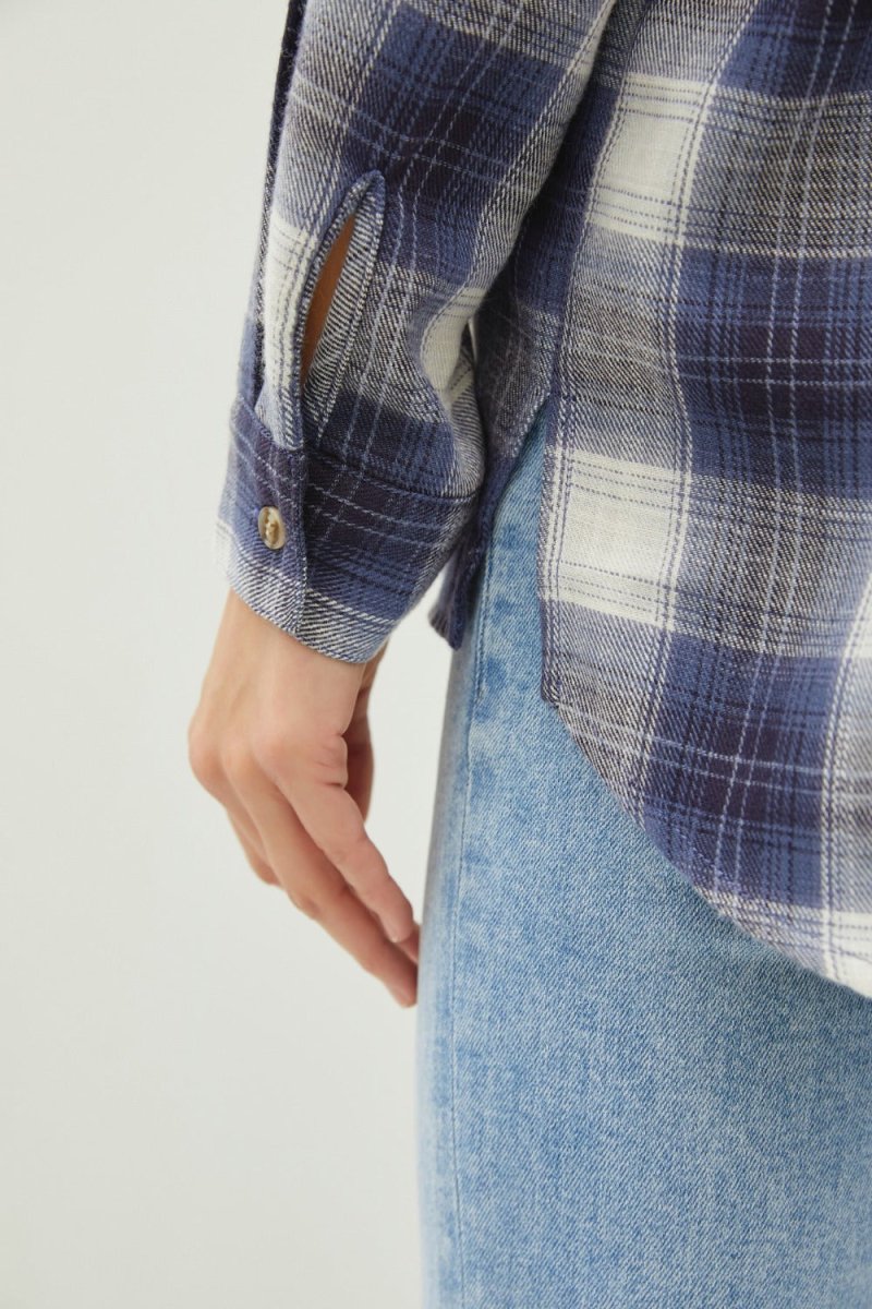 Trendsi Be Cool Plaid Flannel Button Down Shirt with Chest