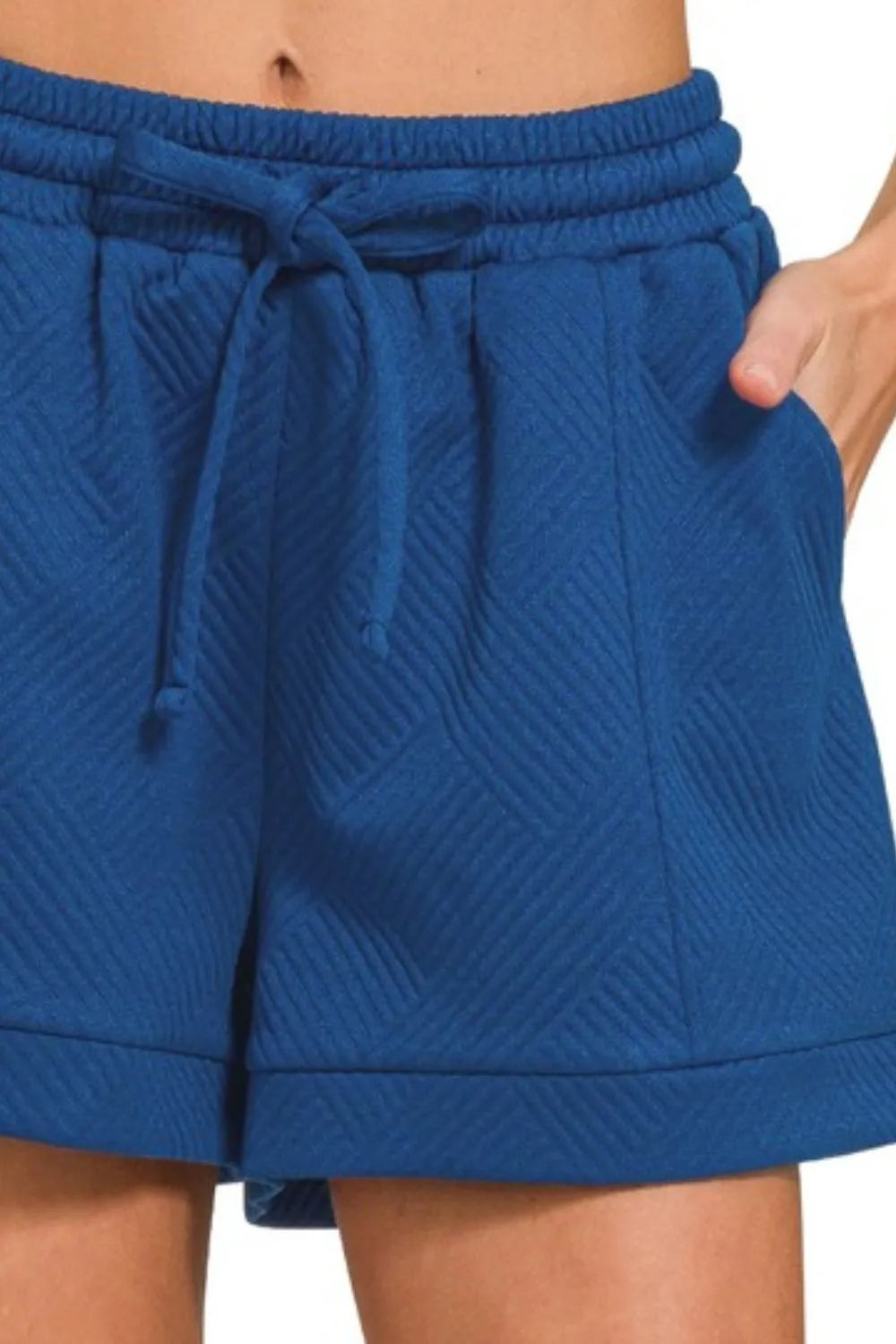 Textured Knit Jacquard Drawstring Shorts