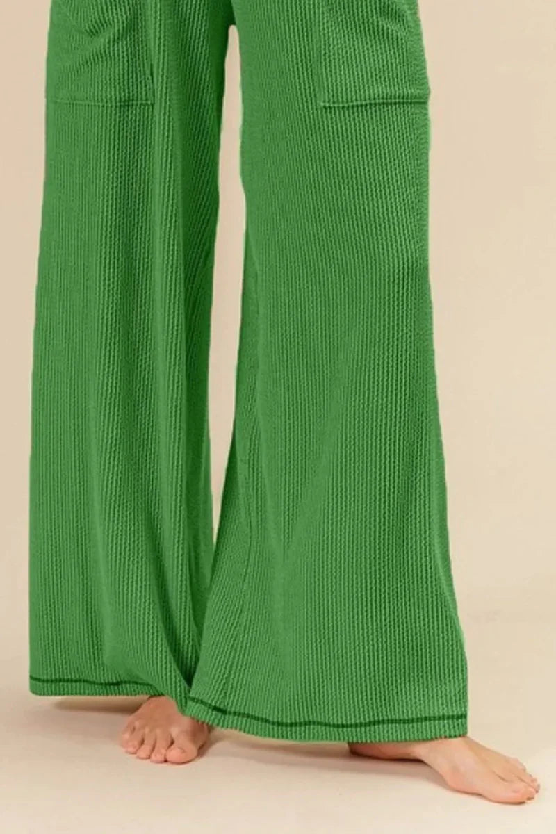 BiBi 2tone Cord Rib Waist Band Side Pocket Pants for Women