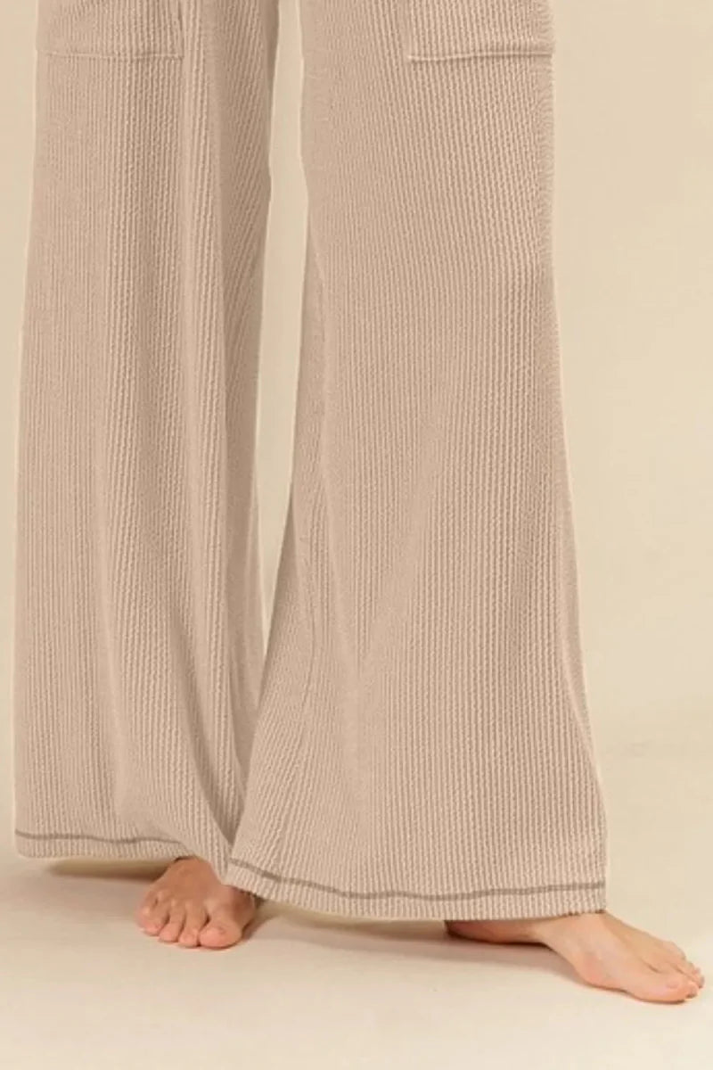 BiBi 2tone Cord Rib Waist Band Side Pocket Pants for Women
