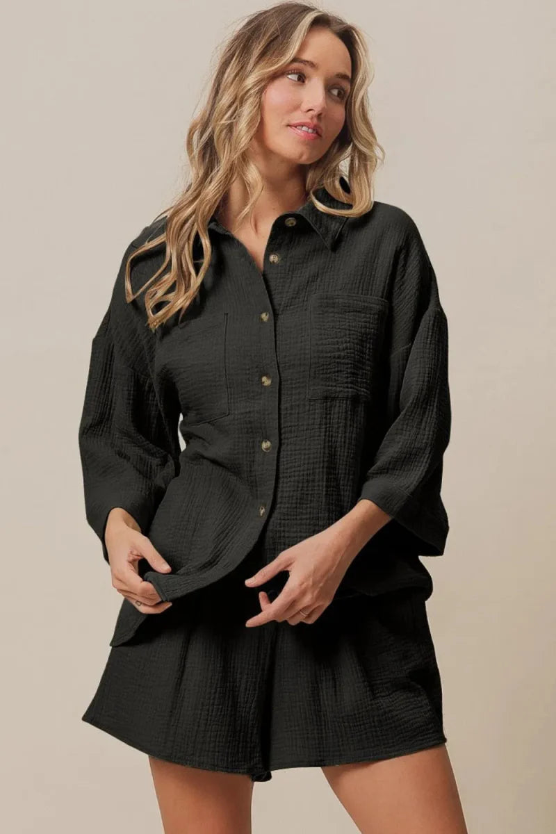 BiBi Crinkle Gauze Shirt and Short Set