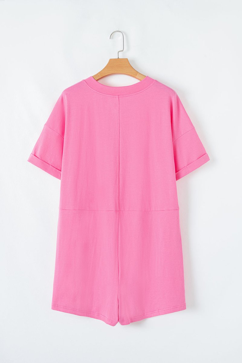 Bonbon Loose Half Sleeve V Neck Knit Romper for Women