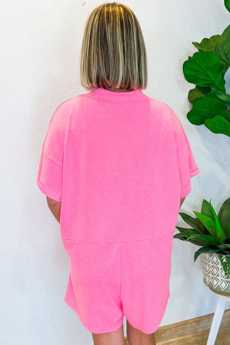 Bonbon Loose Half Sleeve V Neck Knit Romper for Women