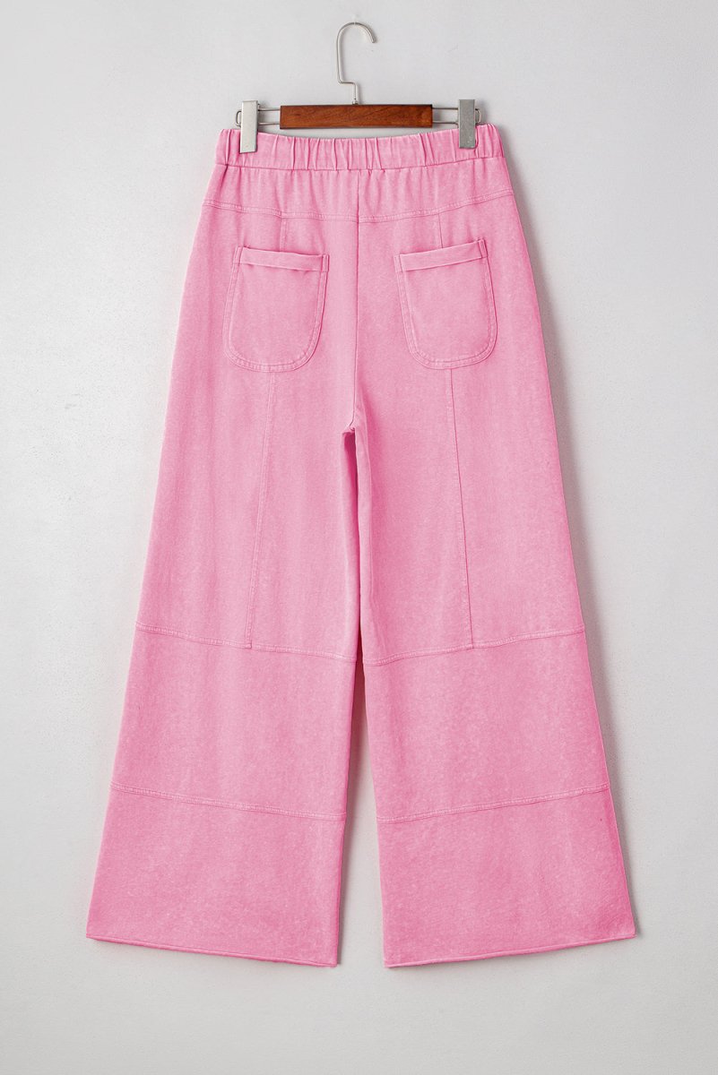 Bonbon Mineral Wash Exposed Seam Drawstring High Waist Cargo Pants