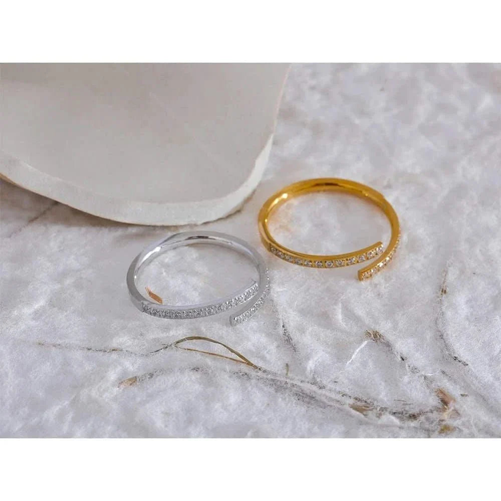 1. Sparkling Diamond Bypass Ring - Classic Elegance