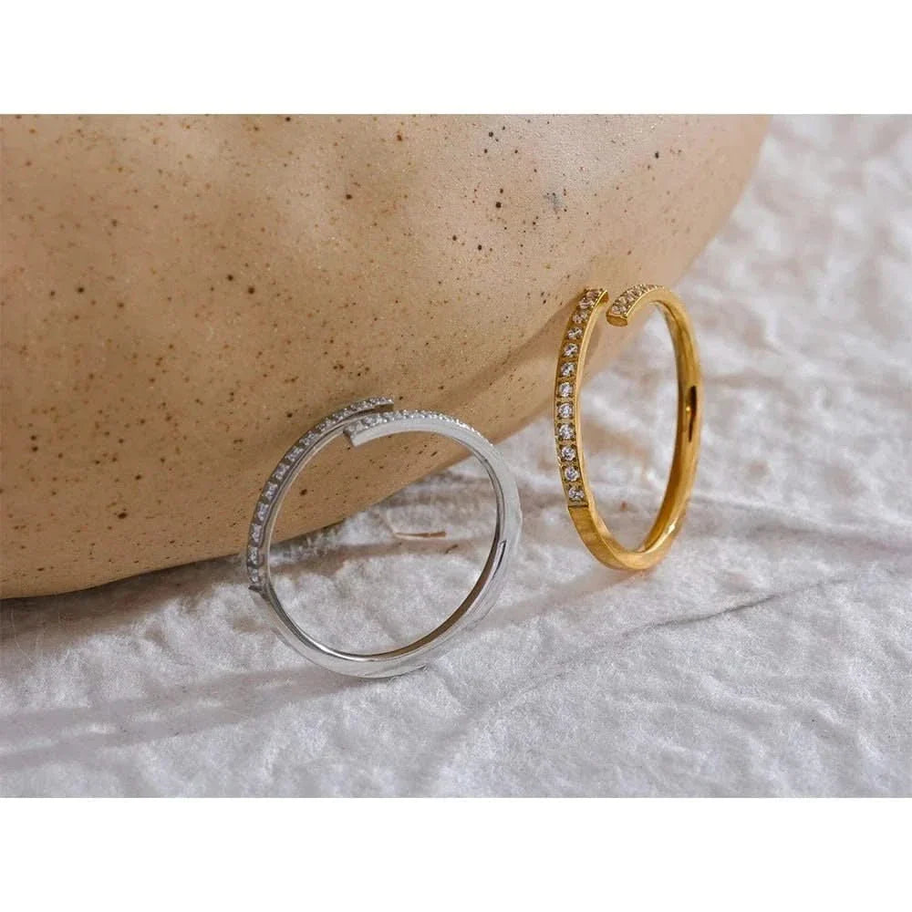 1. Sparkling Diamond Bypass Ring - Classic Elegance