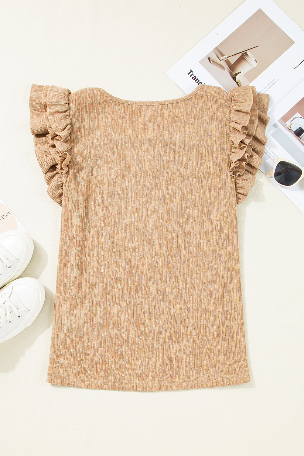 Premium Nia Ruffled Tiered Sleeve Textured Blouse