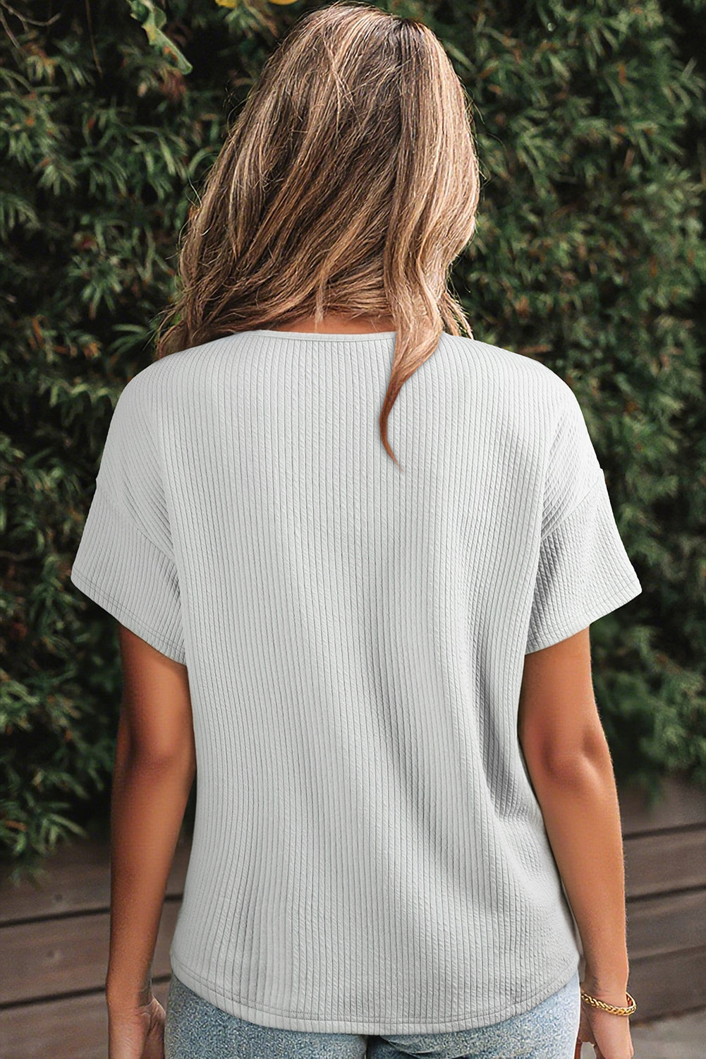 Light Grey Textured Loose Fit T-Shirt