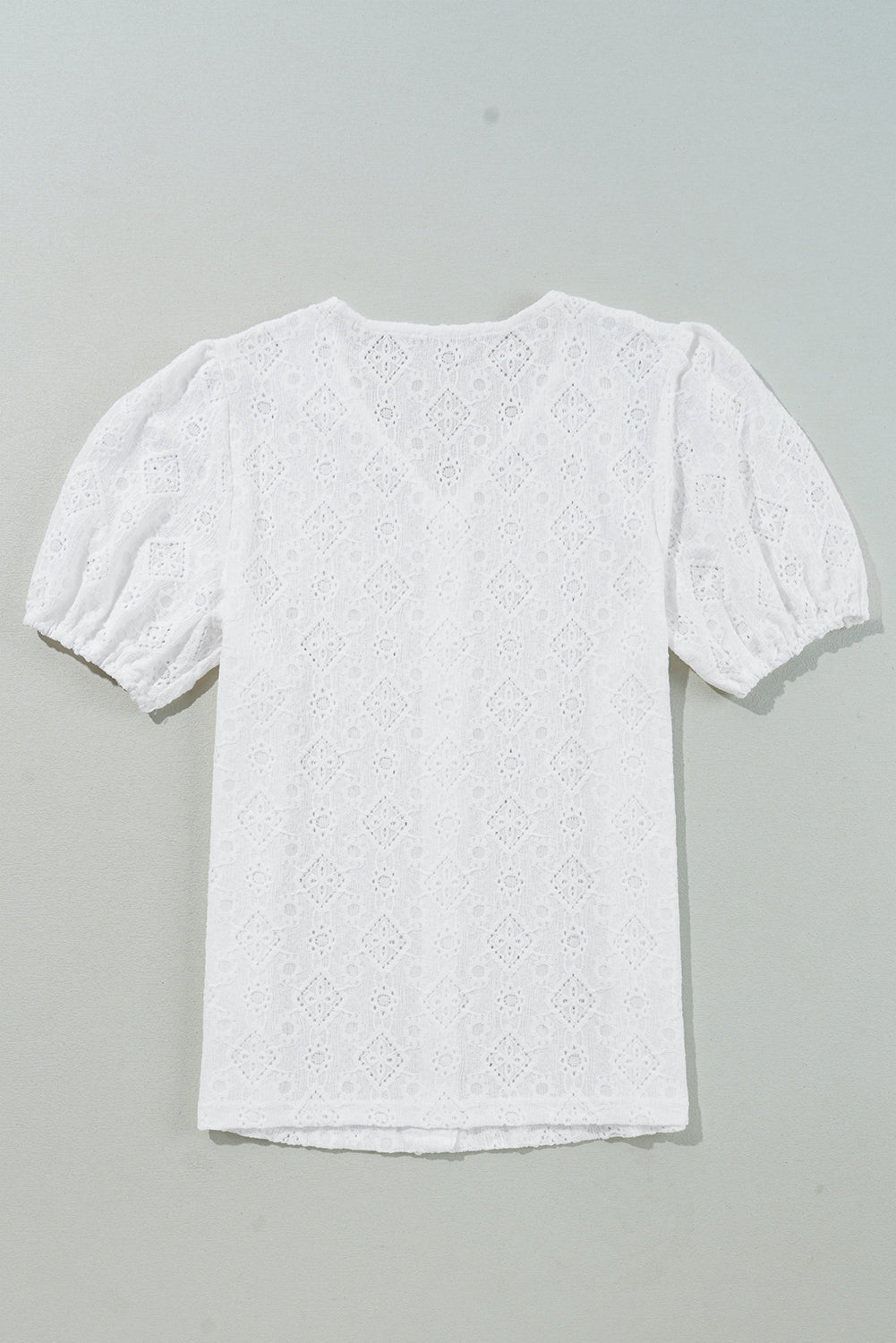 Premium Elowyn Lace Puff Sleeve Button Up Blouse
