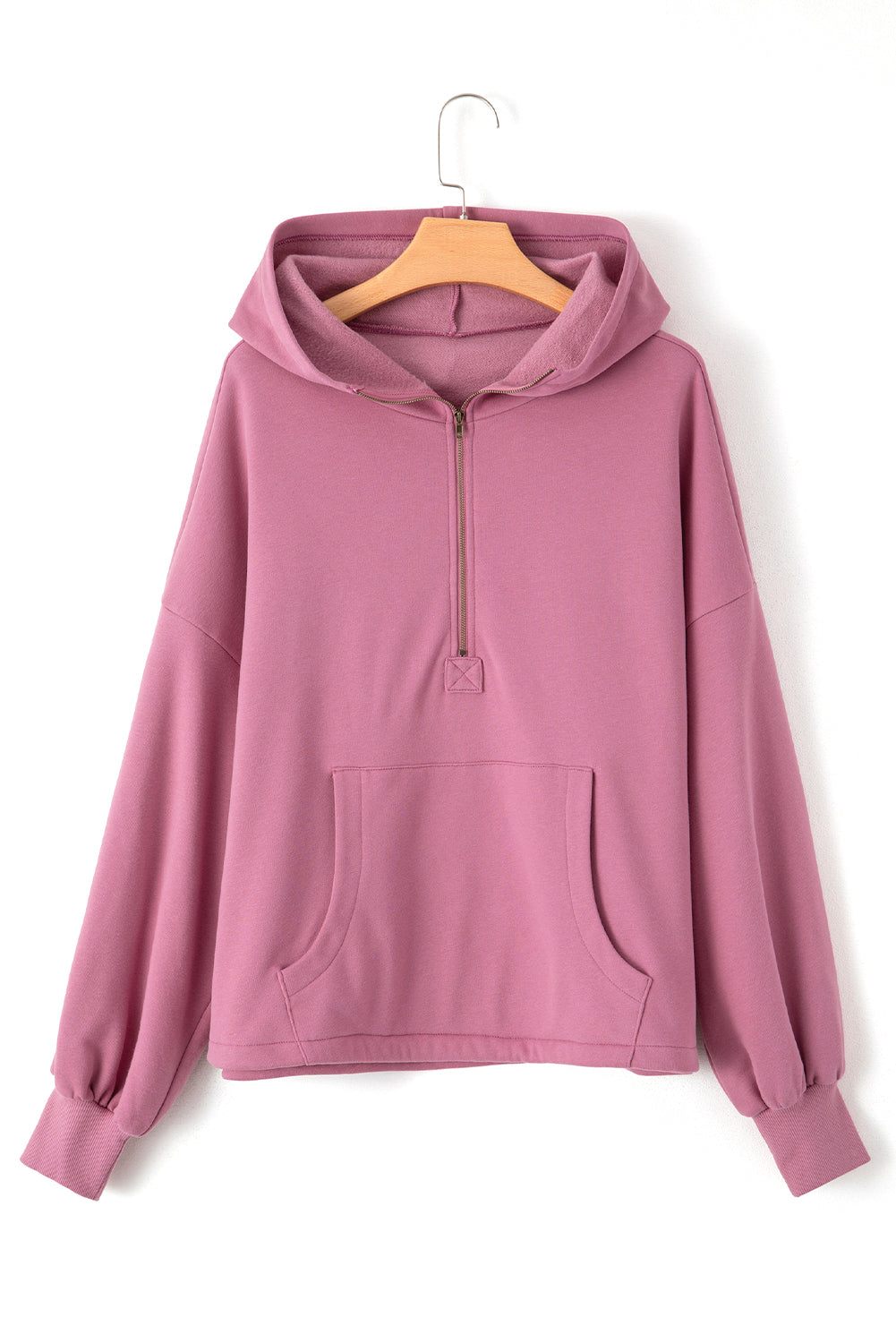 Premium Kate Fleece Lined Half Zipper Hoodie with Kangaroo Pockets