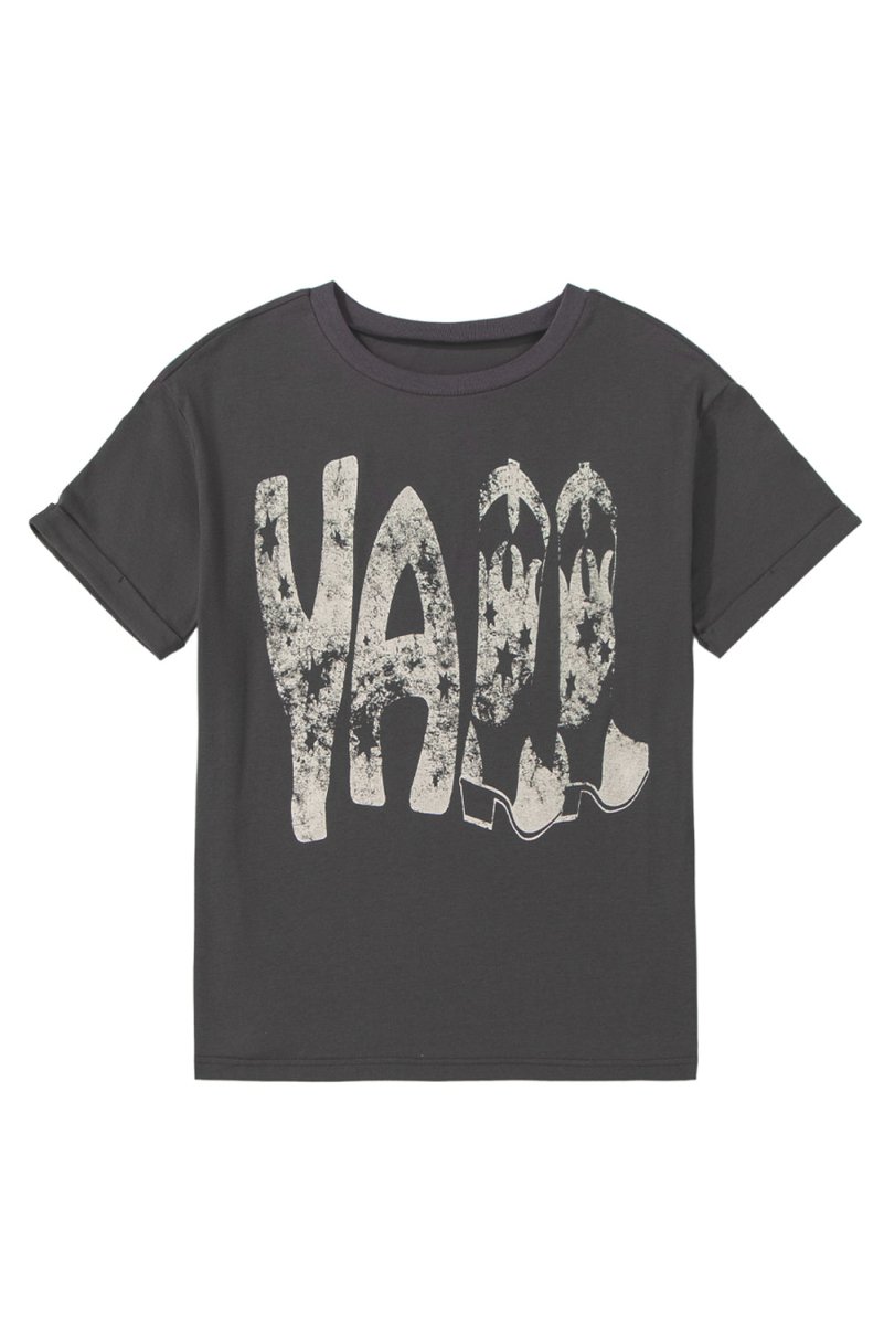 Carbon Grey Vintage Yall Cowboy Boots Graphic Tee Shirt