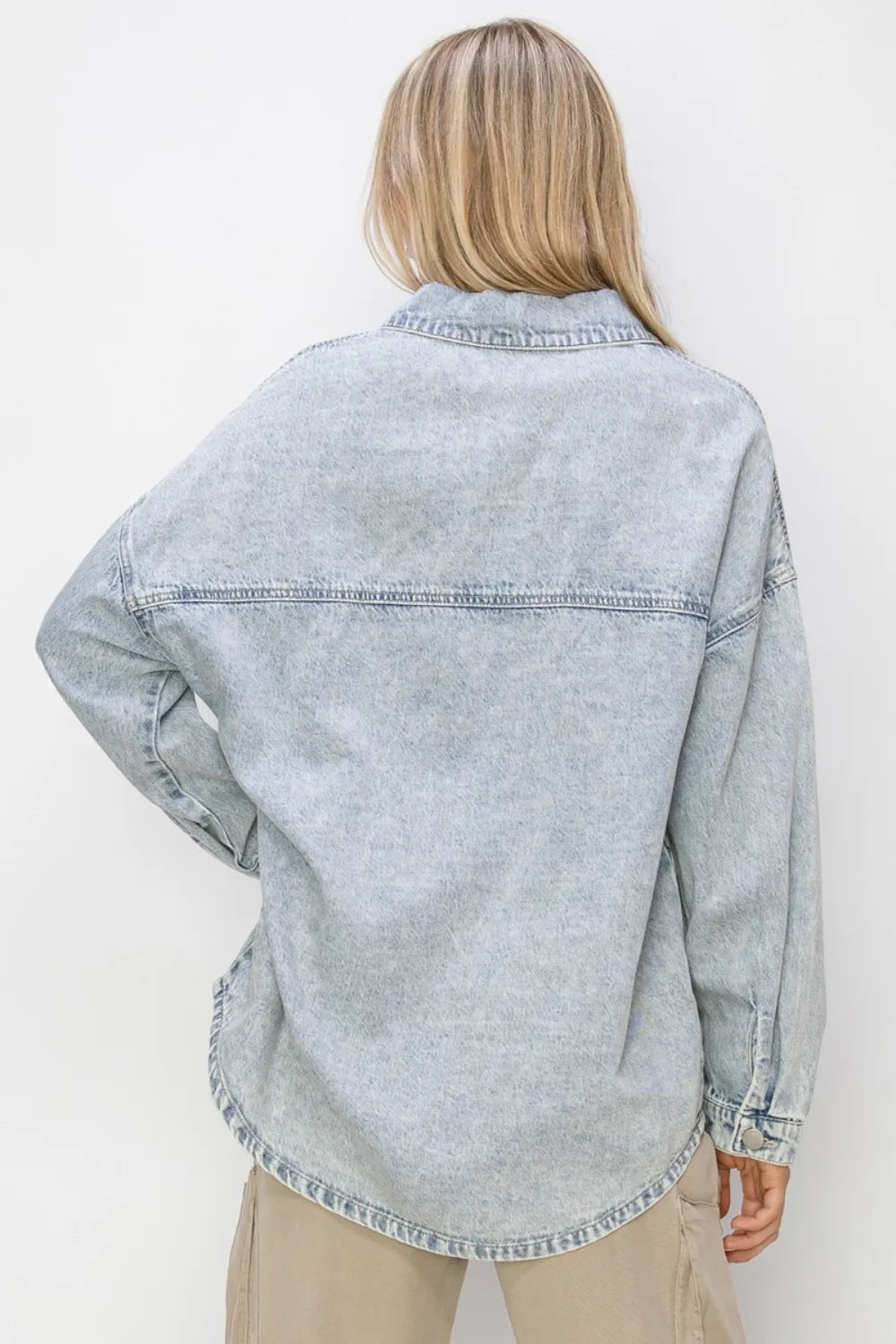 Risen Button Up Long Sleeve Shacket for Women