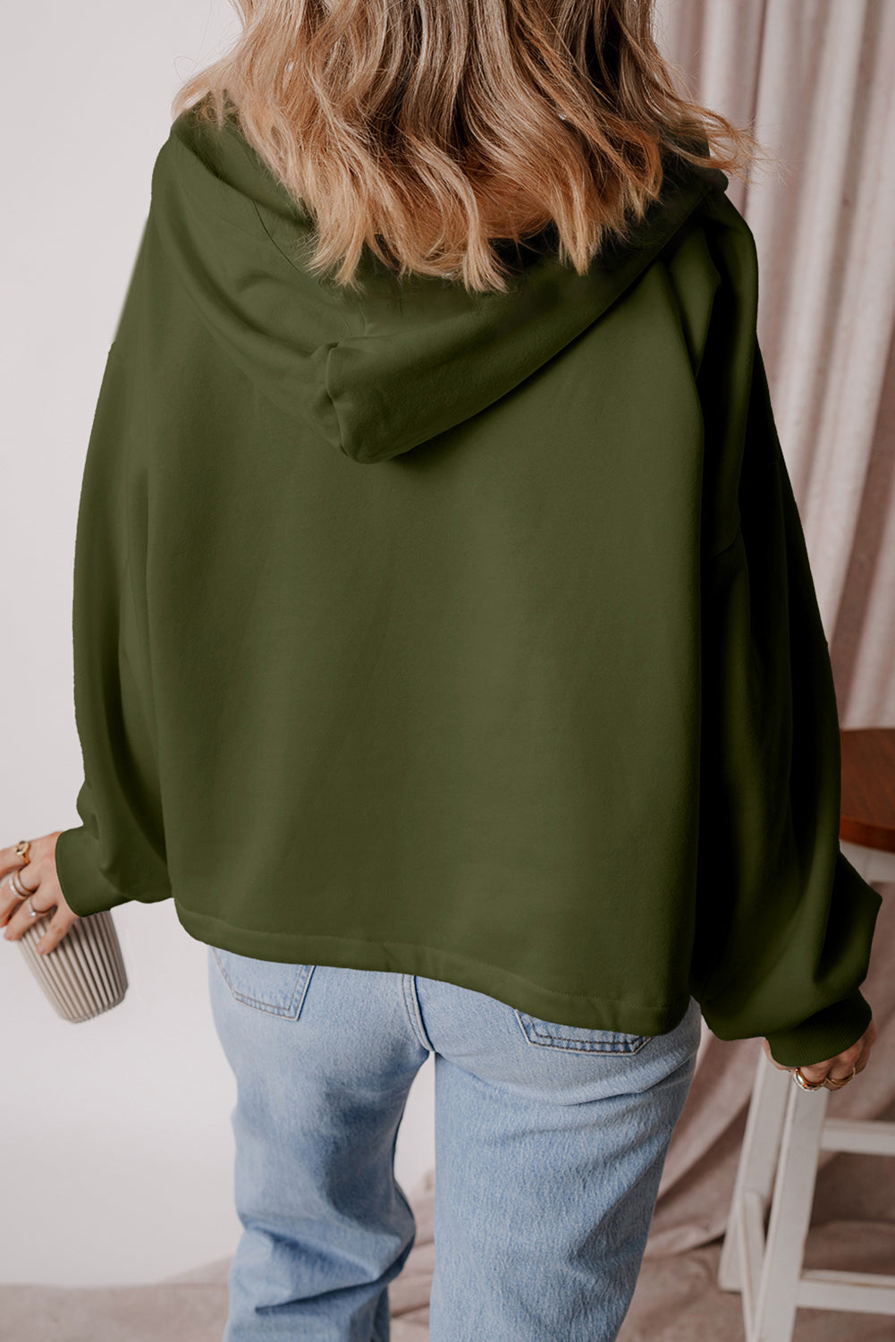 Premium Kate Fleece Lined Half Zipper Hoodie with Kangaroo Pockets