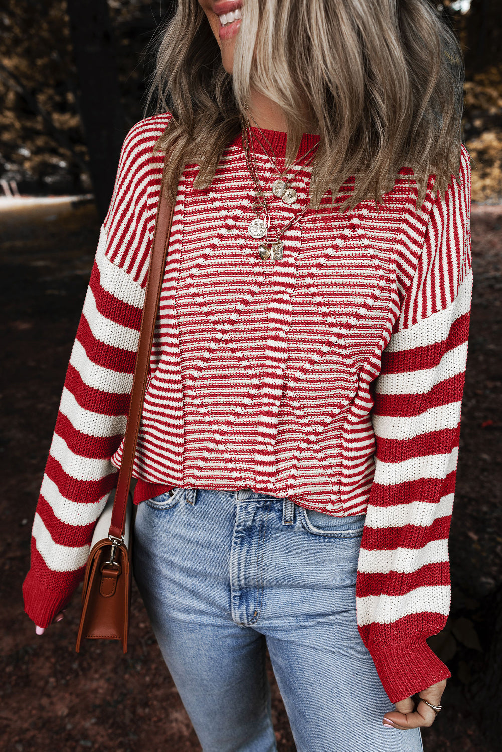 Premium Emily Stripe Textured Sweater for Women with Dropped Shoulder Design and Cozy Comfort