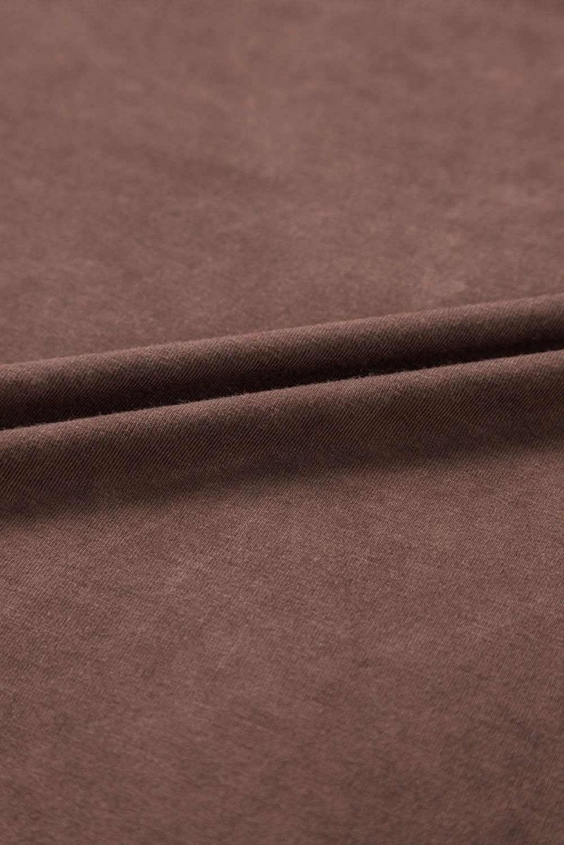Chestnut Criss Cross V Neck Casual Tee with Unique Mineral Wash
