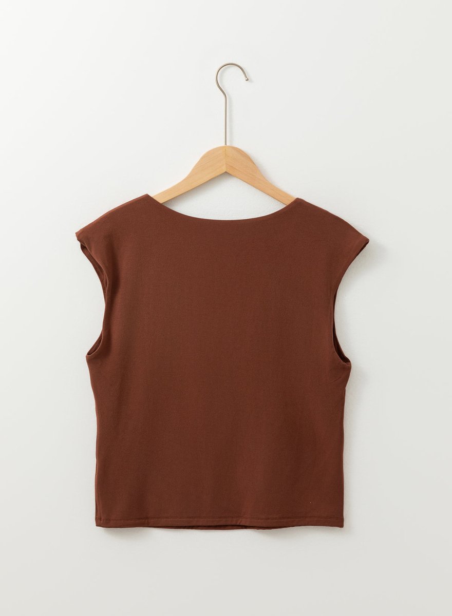 Coffee Solid Color U Neck Slim Fit Tank Top for Women