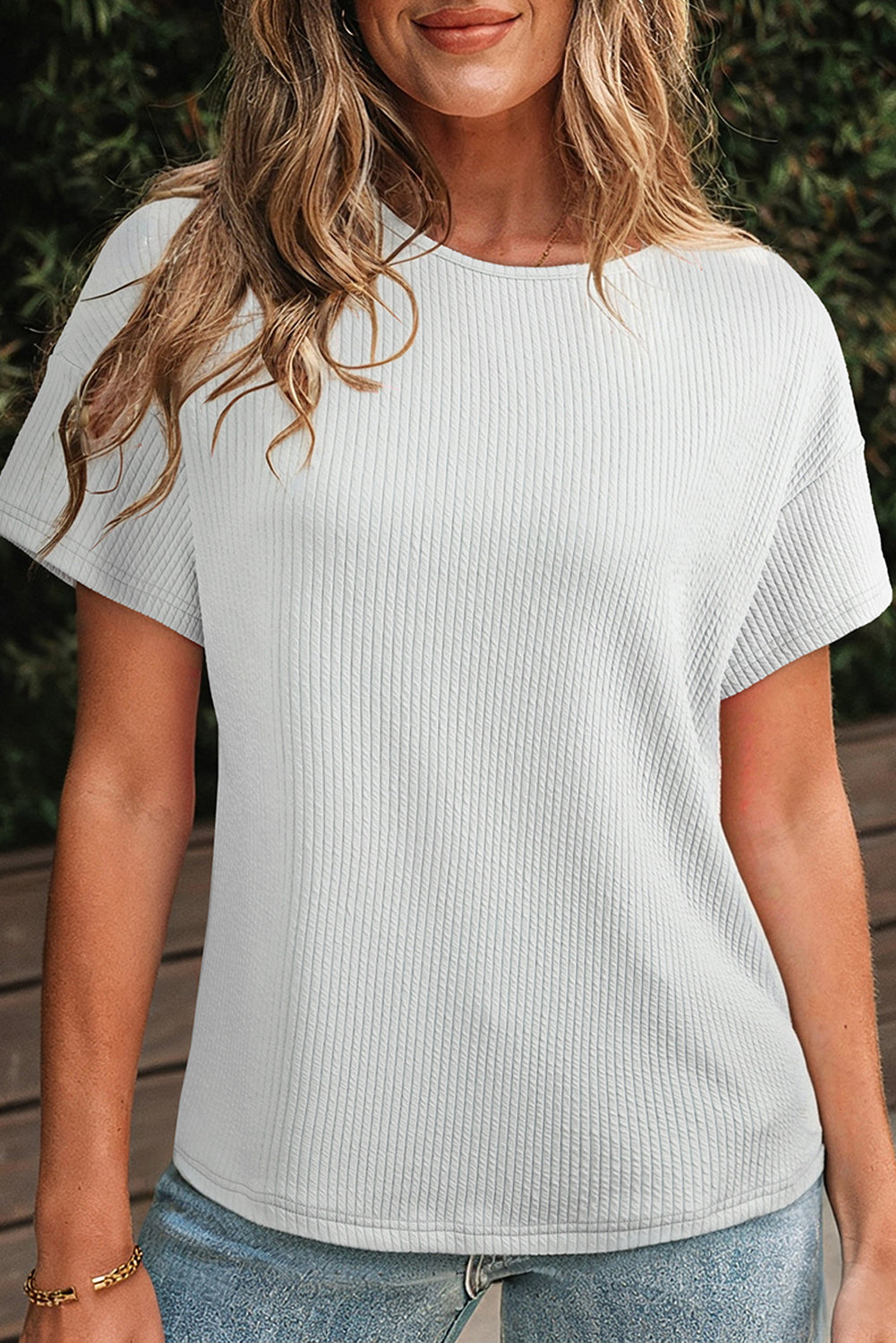 Light Grey Textured Loose Fit T-Shirt