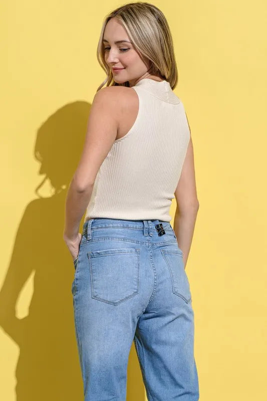 Trendsi And The Why Rib Halter Tank Top Ivory Small