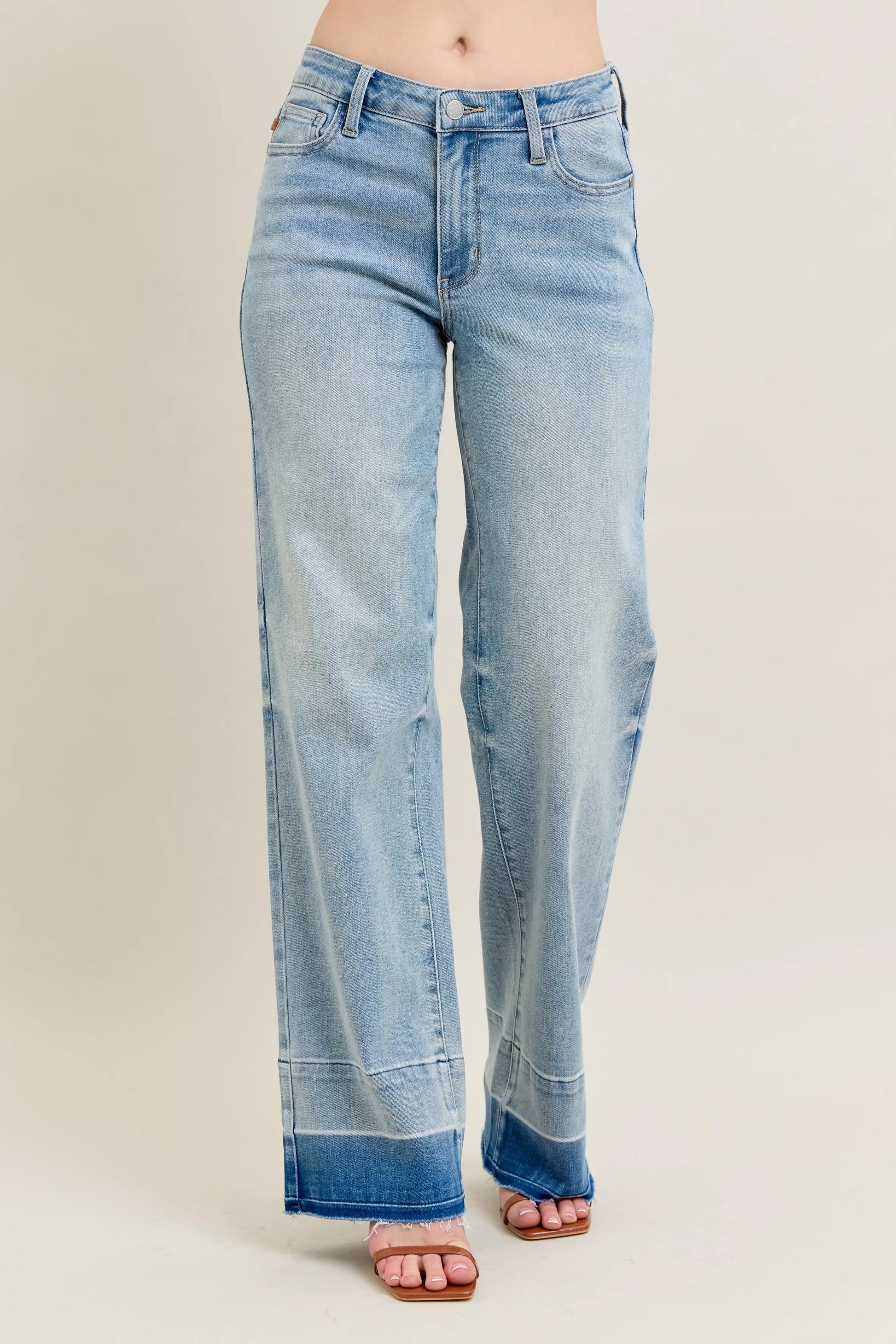 Judy Blue Plus Size Full Size Wide Leg Jeans with Released Hem