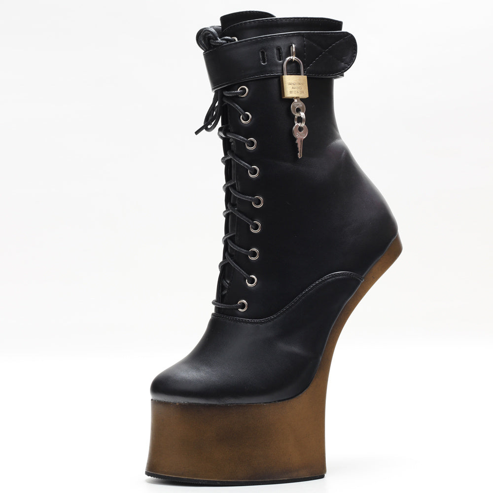 18cm Super High Heel Donkey Hoof Fancy Ankle Boots