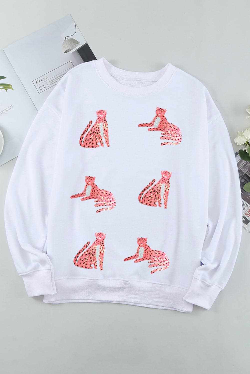 Leopard sequin sweatshirt - long sleeve