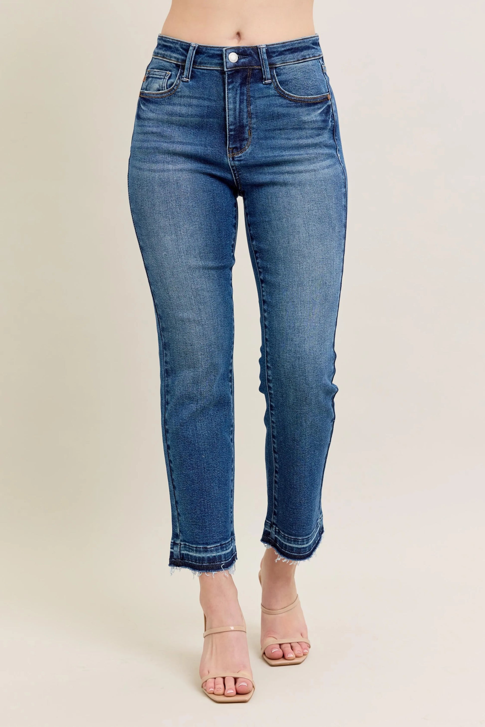 Judy Blue Full Size High Waist Vintage Wash Release Hem Kick Flare Jeans Plus Size