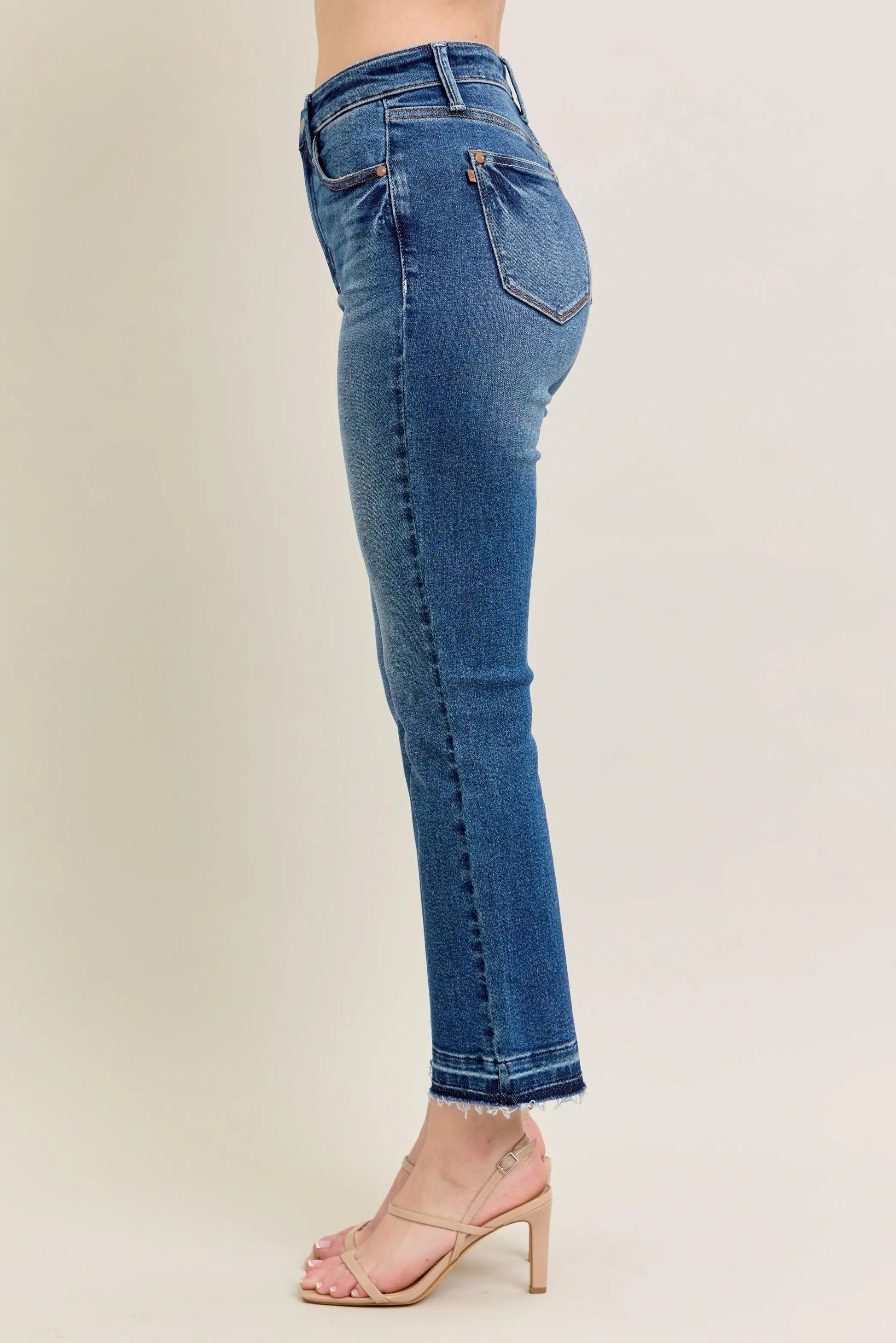 Judy Blue Full Size High Waist Vintage Wash Release Hem Kick Flare Jeans Plus Size
