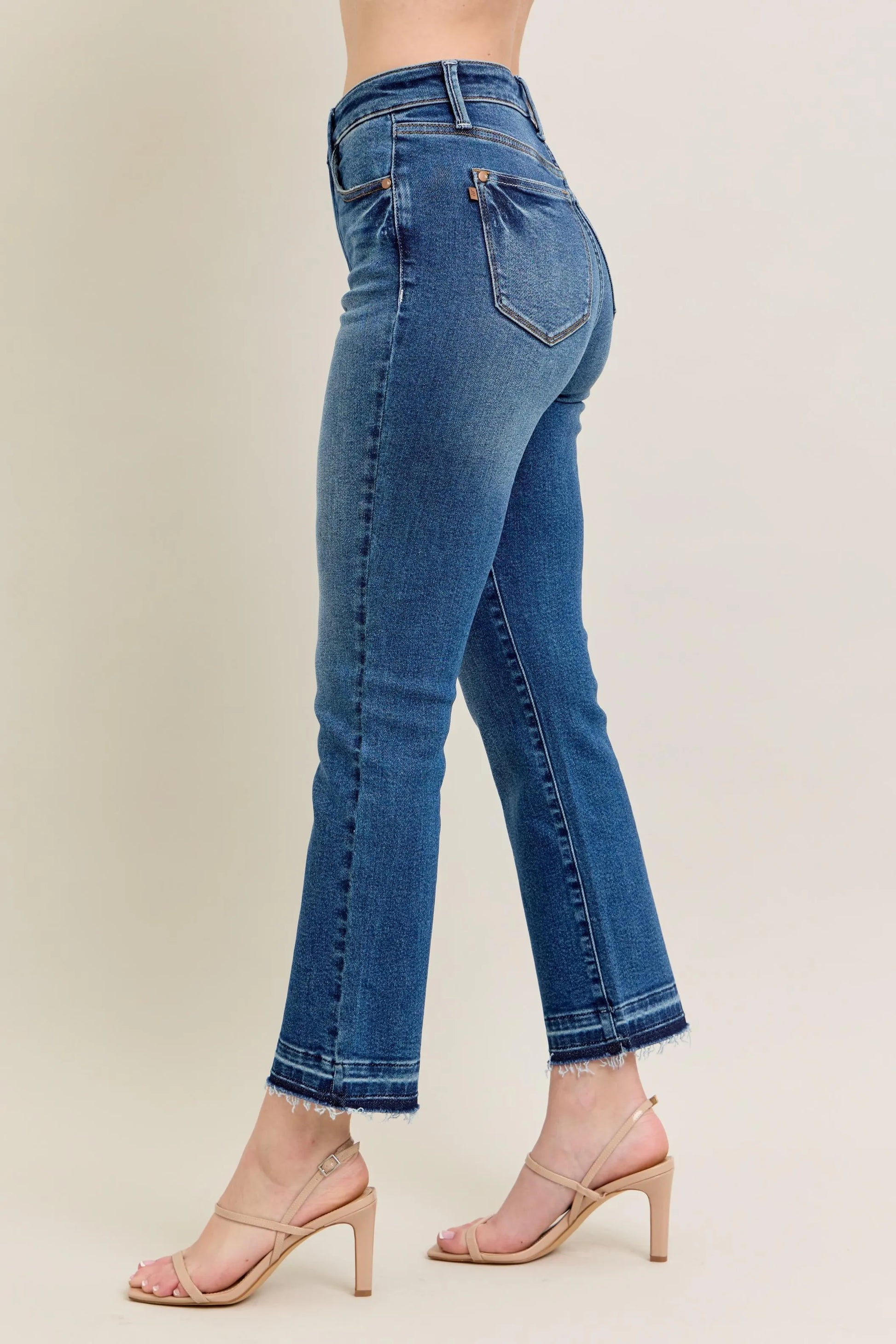 Judy Blue Full Size High Waist Vintage Wash Release Hem Kick Flare Jeans Plus Size