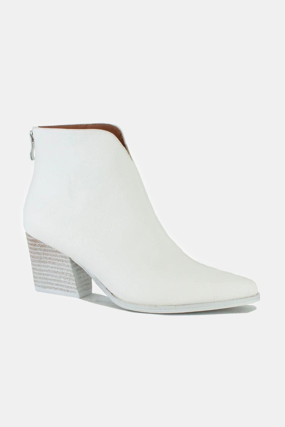 Mayfair PU Leather Block Heel Boots with Back Zippers
