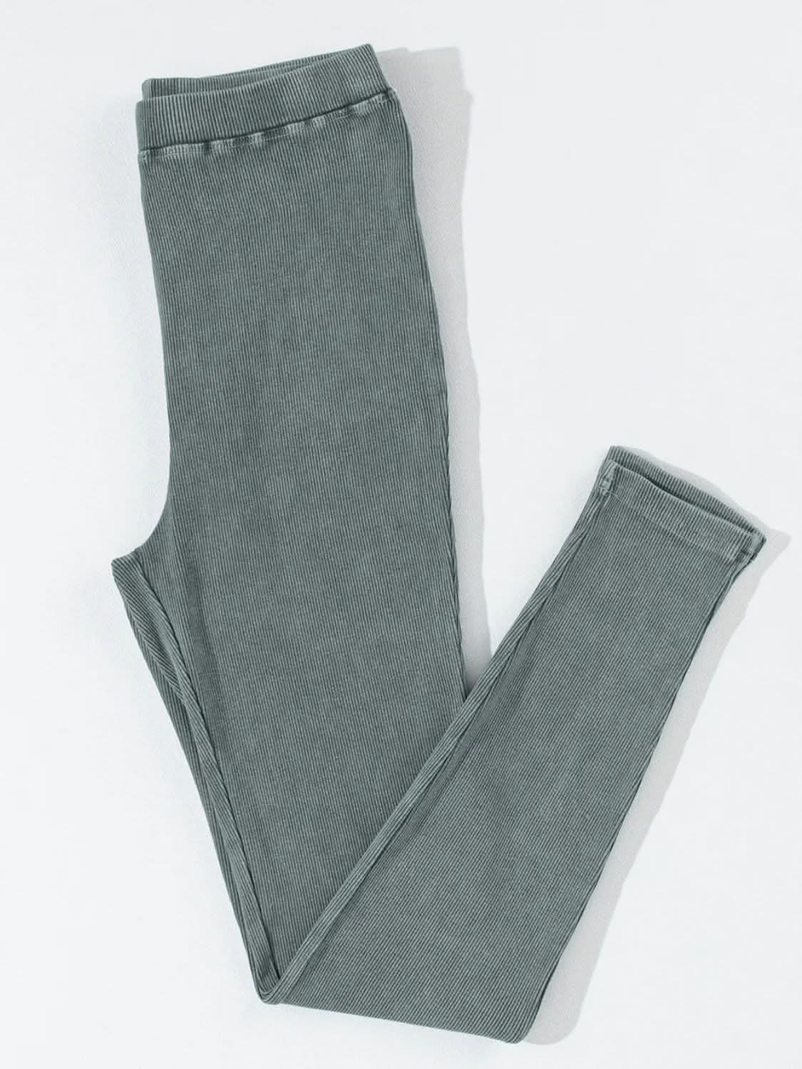 Ribbed leggings with elastic waist
