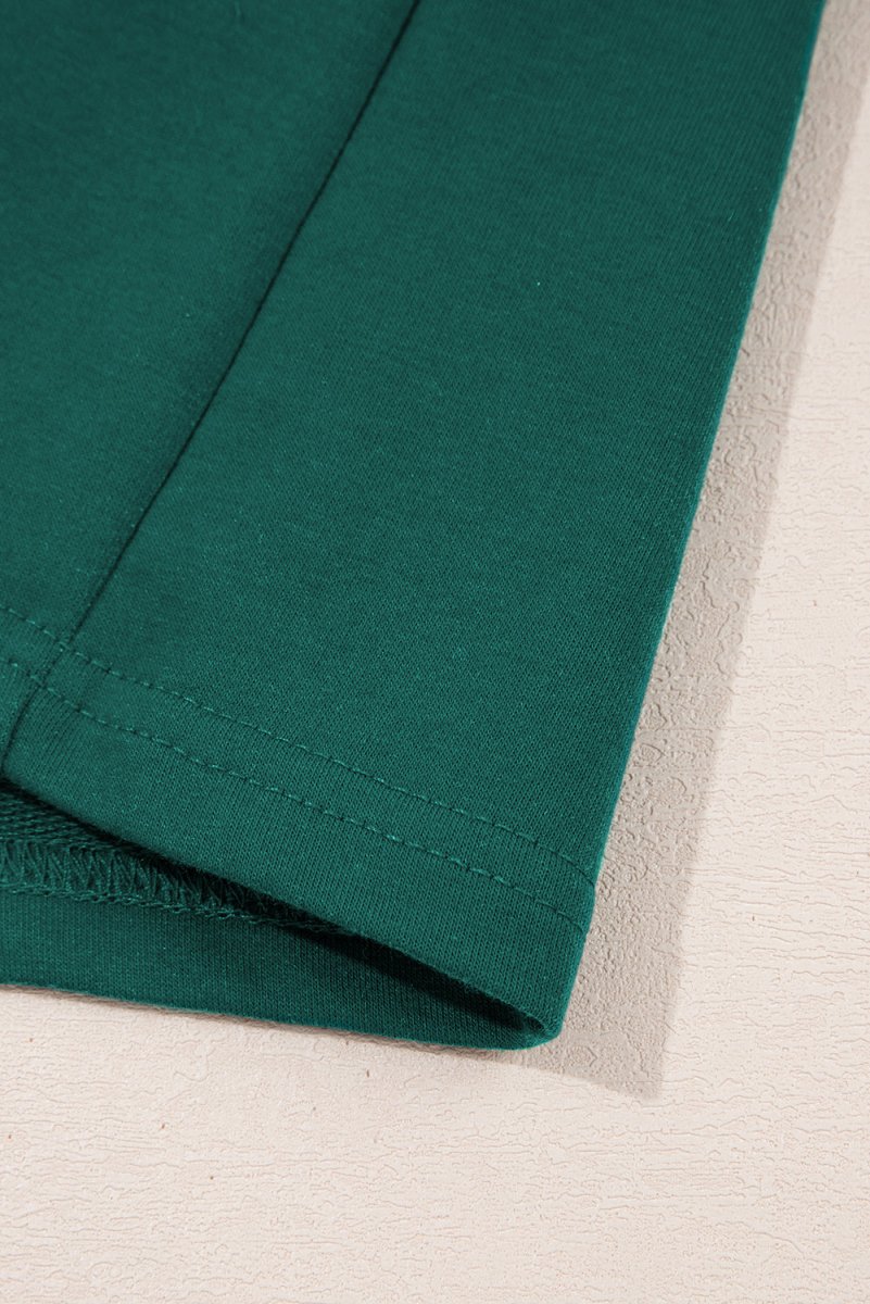 Evergreen Colorblock Edge Drop Shoulder T Shirt and Skort Set