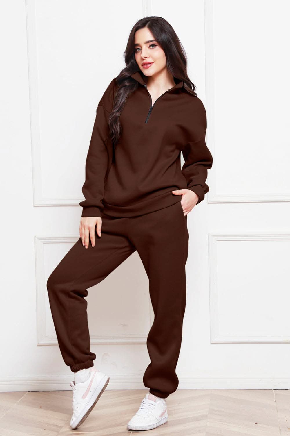 Cozy half zip sweatshirt & jogger set
