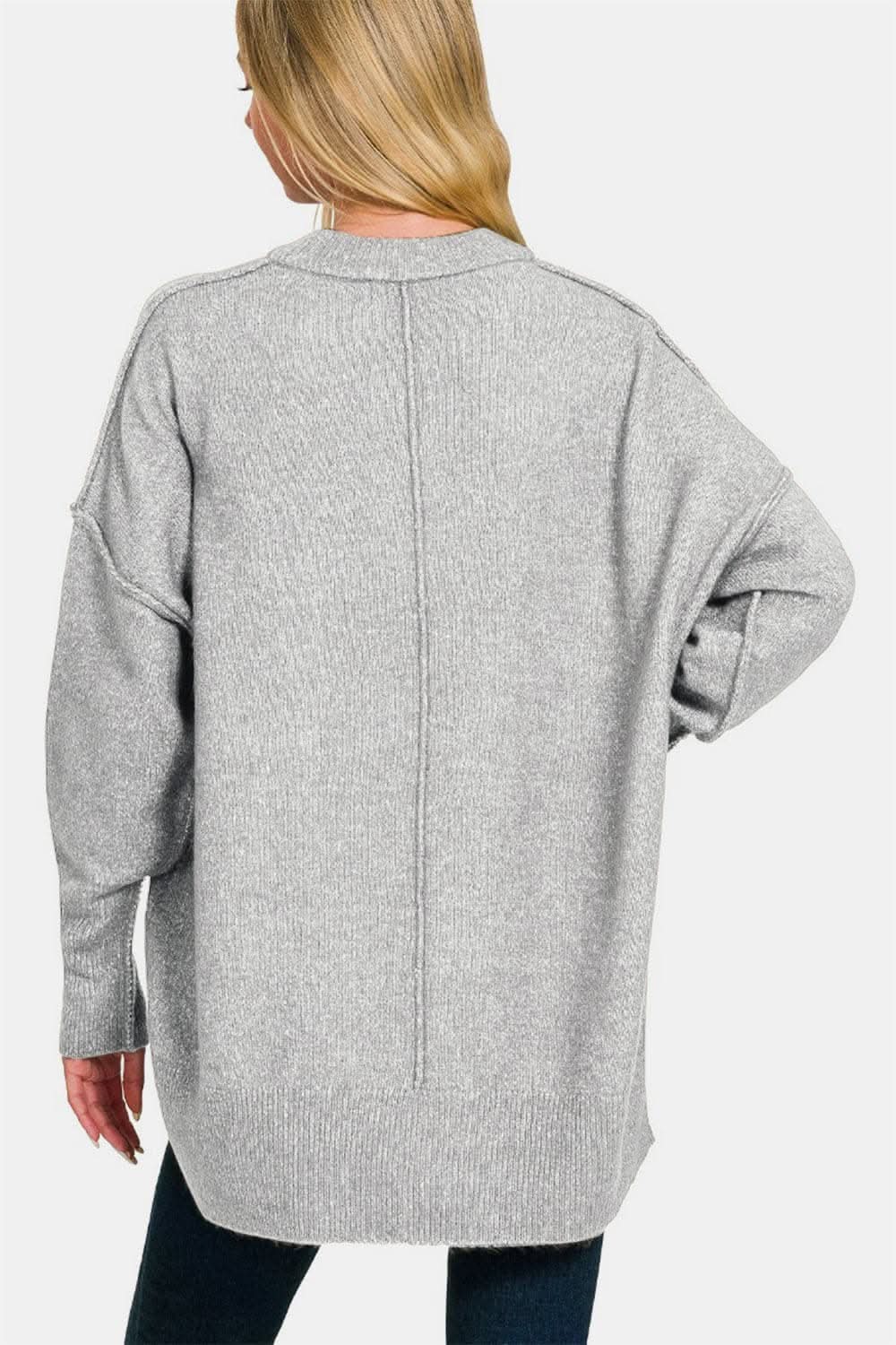 Zenana high-low sweater with pockets