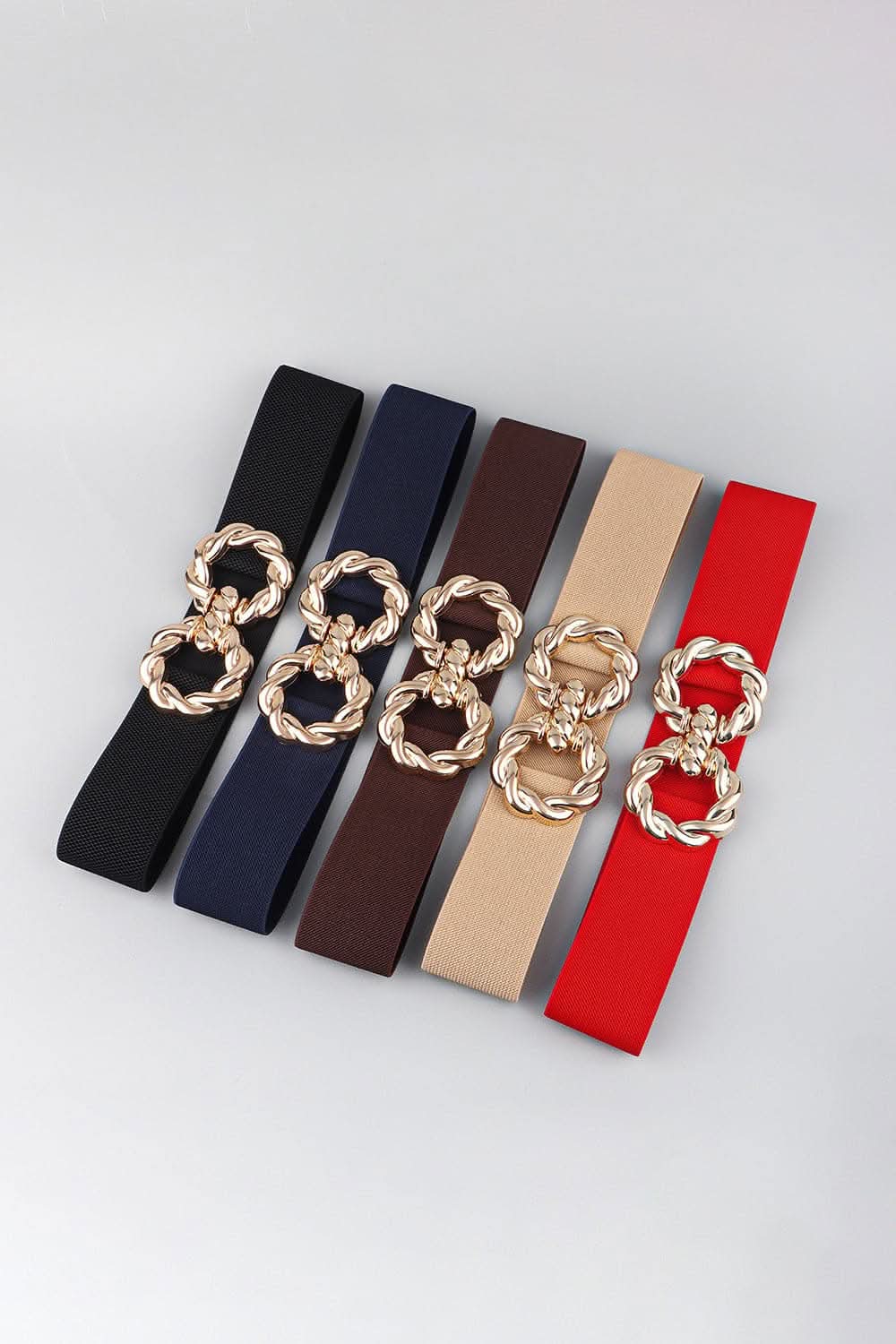 Elastic belt with zinc alloy buckle