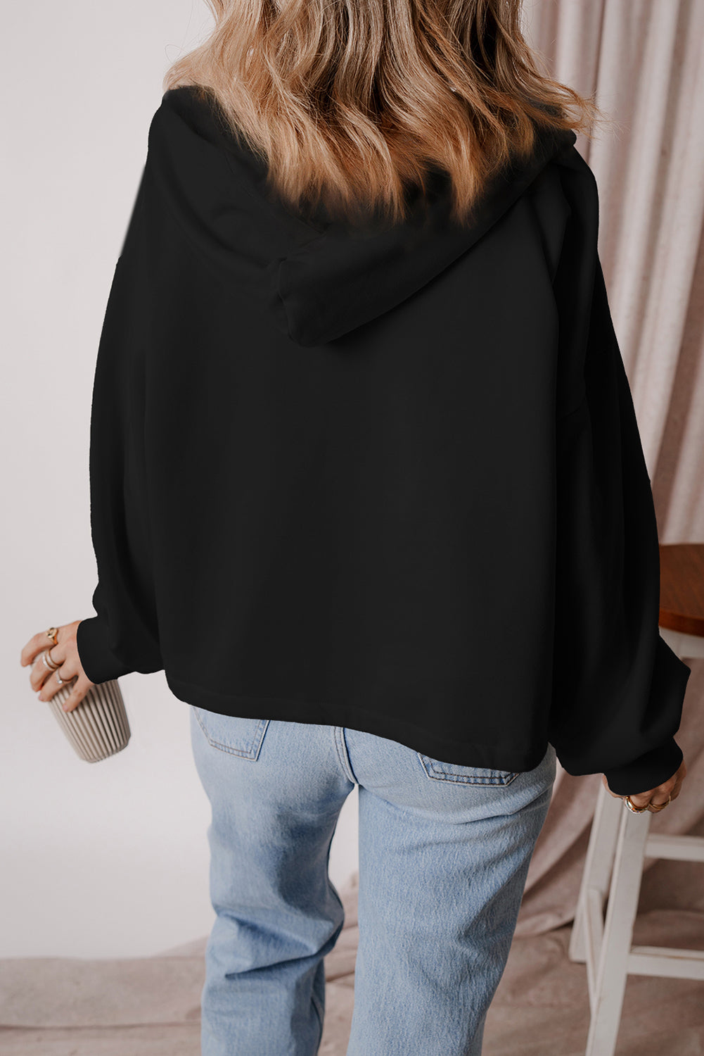 Premium Kate Fleece Lined Half Zipper Hoodie with Kangaroo Pockets