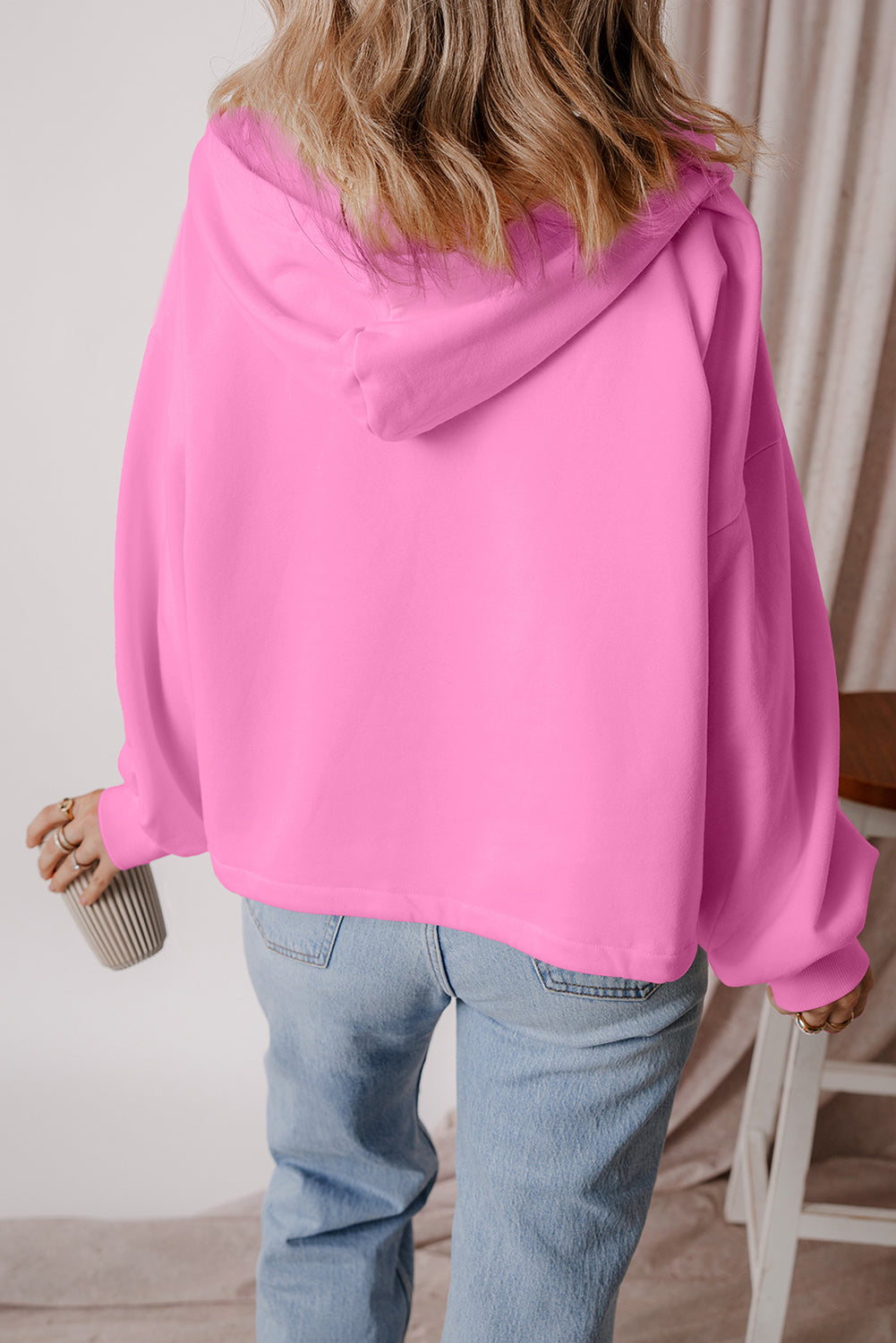 Premium Kate Fleece Lined Half Zipper Hoodie with Kangaroo Pockets