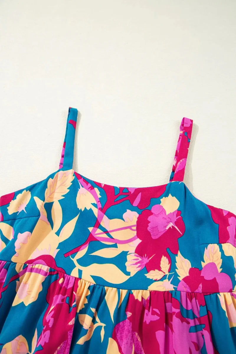 Floral Square Neck Cami Dress with Pockets for Women