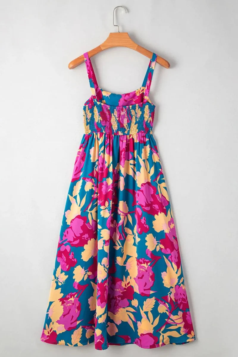 Floral Square Neck Cami Dress with Pockets for Women