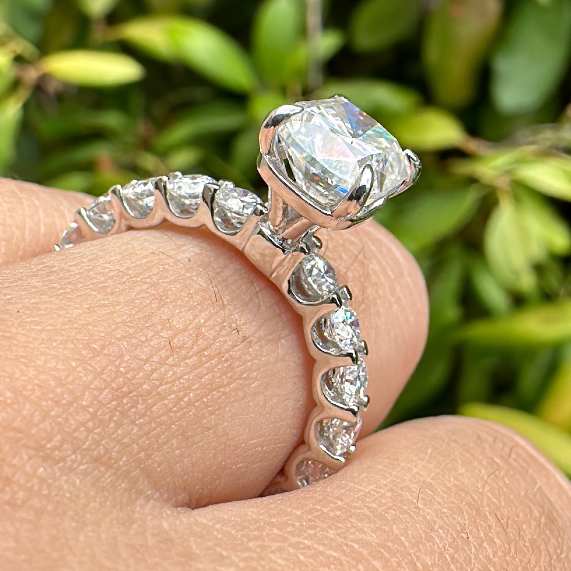 2.5ct Elongated Cushion Cut Eternity Engagement Ring