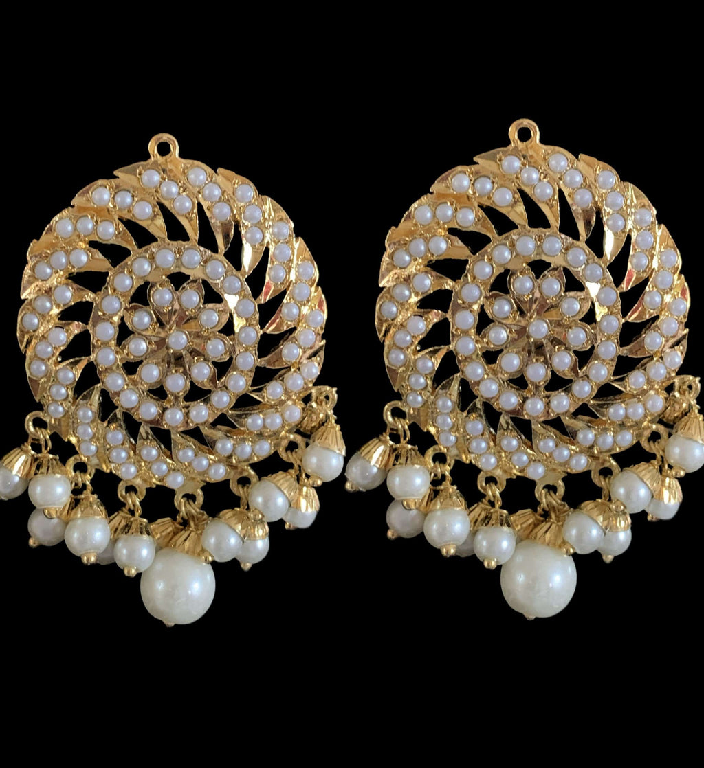 DJET15 Raabya punjabi Jadau earrings tika in pearls ( SHIPS IN 2 WEEKS )