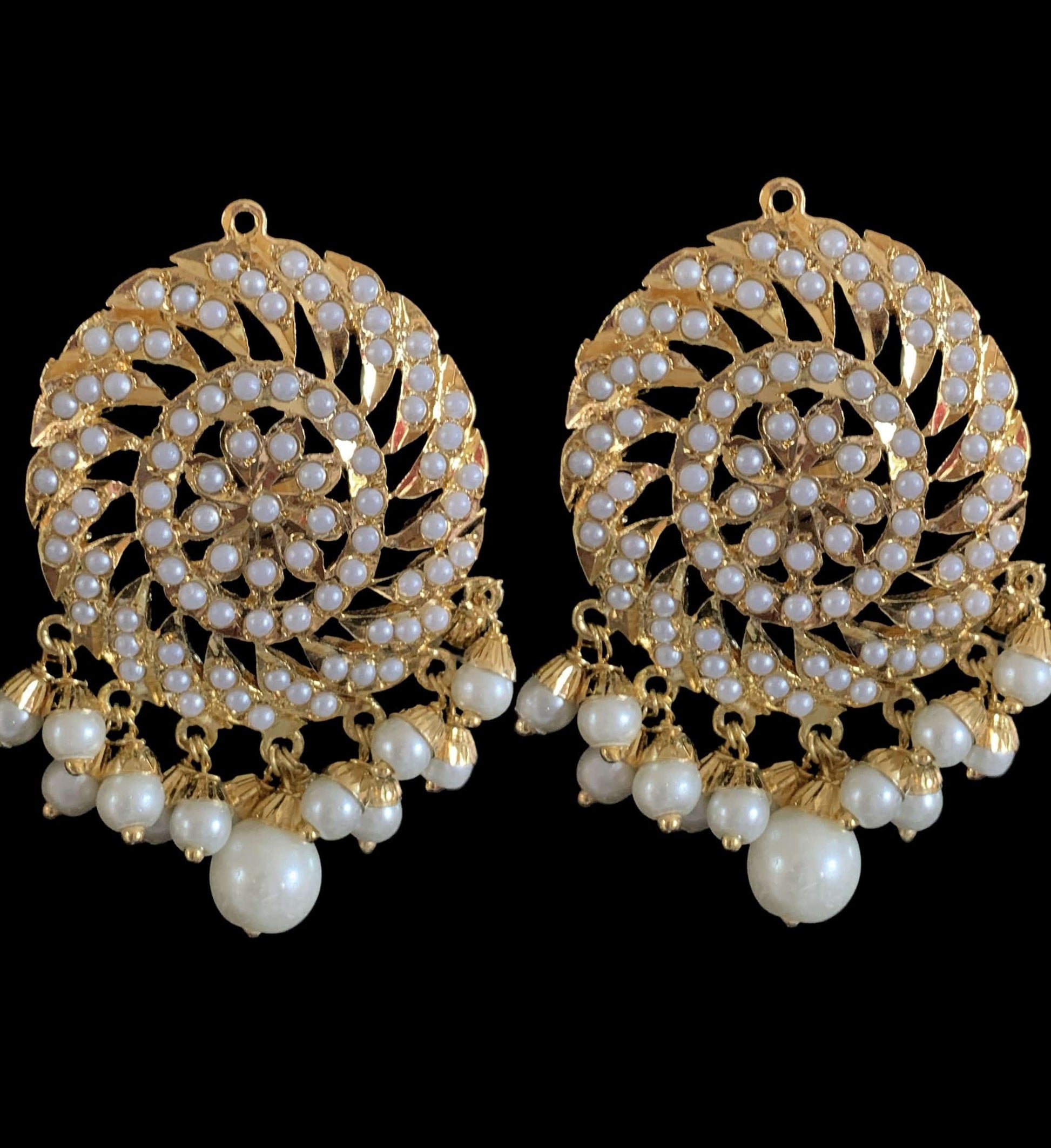 DJET15 Raabya punjabi Jadau earrings tika in pearls ( SHIPS IN 2 WEEKS )