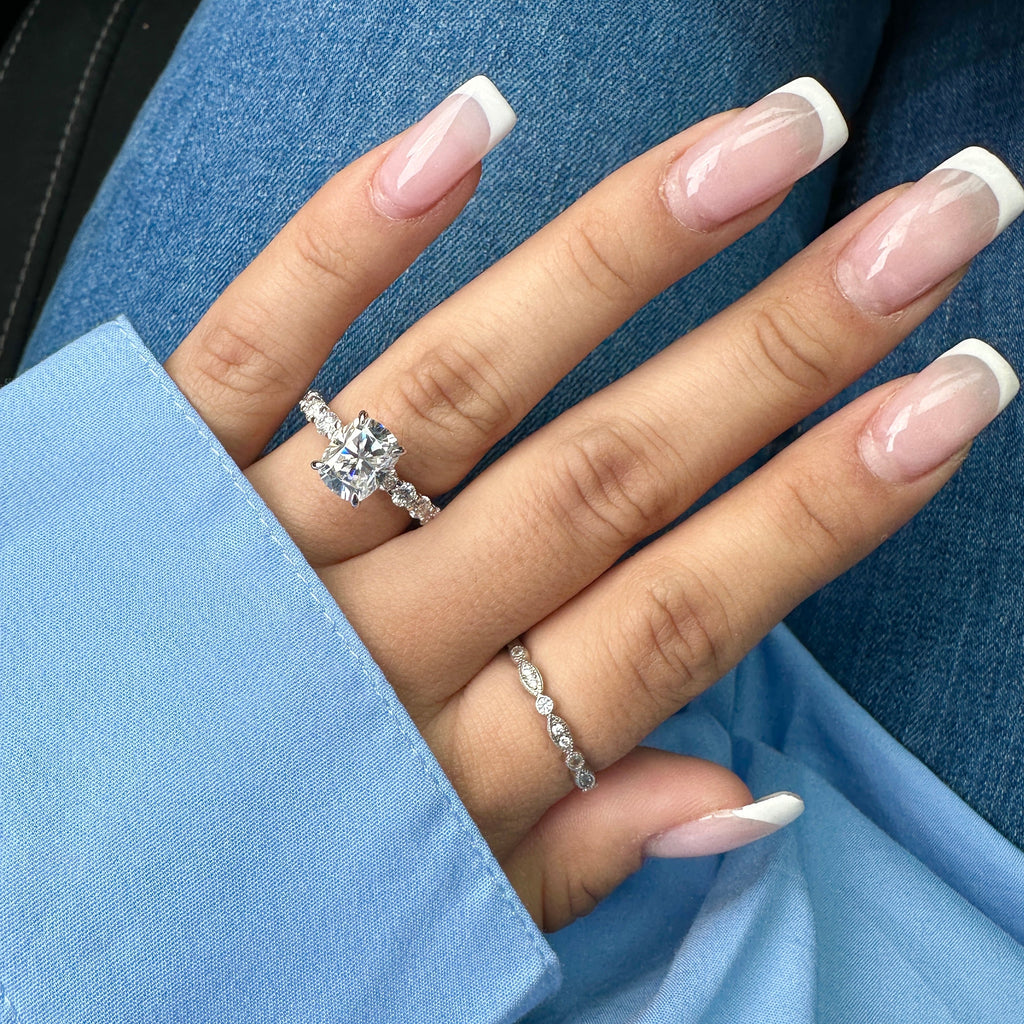 2.5ct Elongated Cushion Cut Eternity Engagement Ring