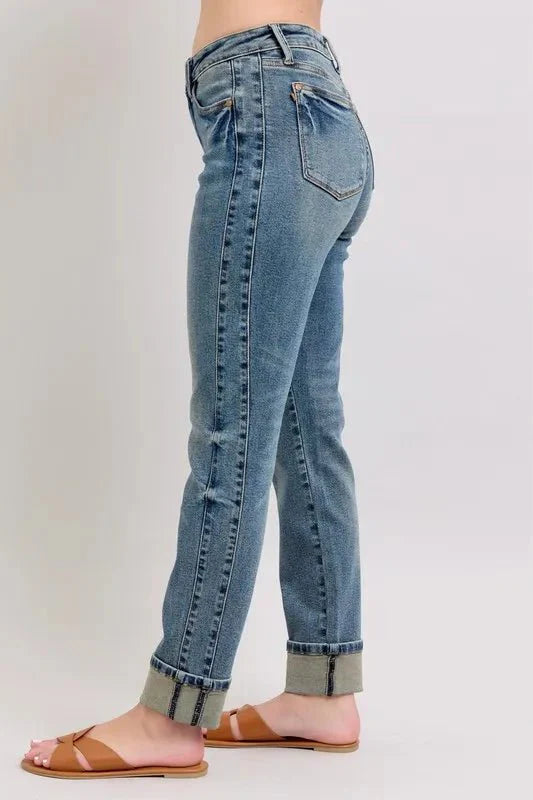 Judy Blue Full Size Mid Rise Vintage Wash Boyfriend Jeans